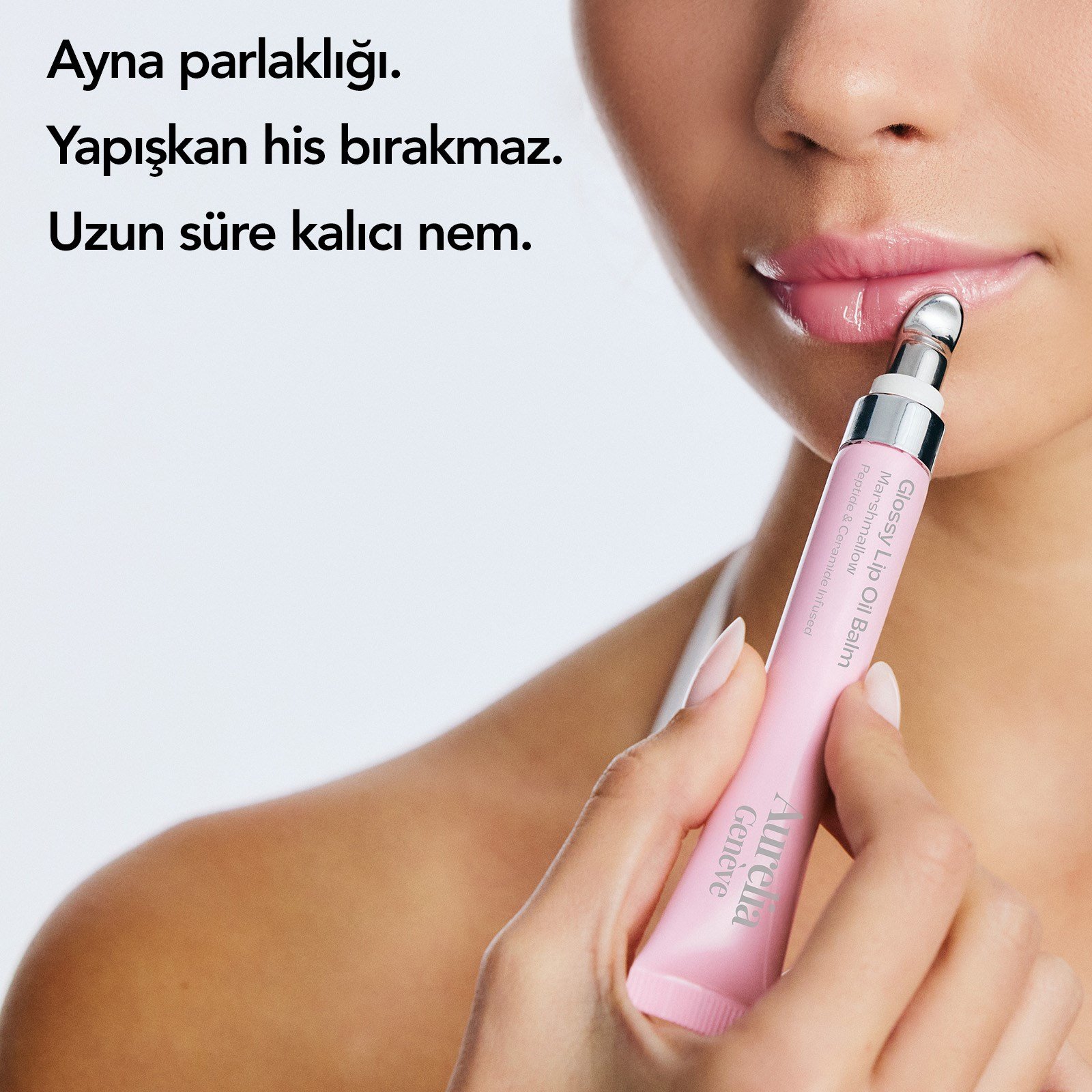 Aurelia Geneve Glossy Lip Oil Balm Peptide & Ceramid Infused - Marshmallow