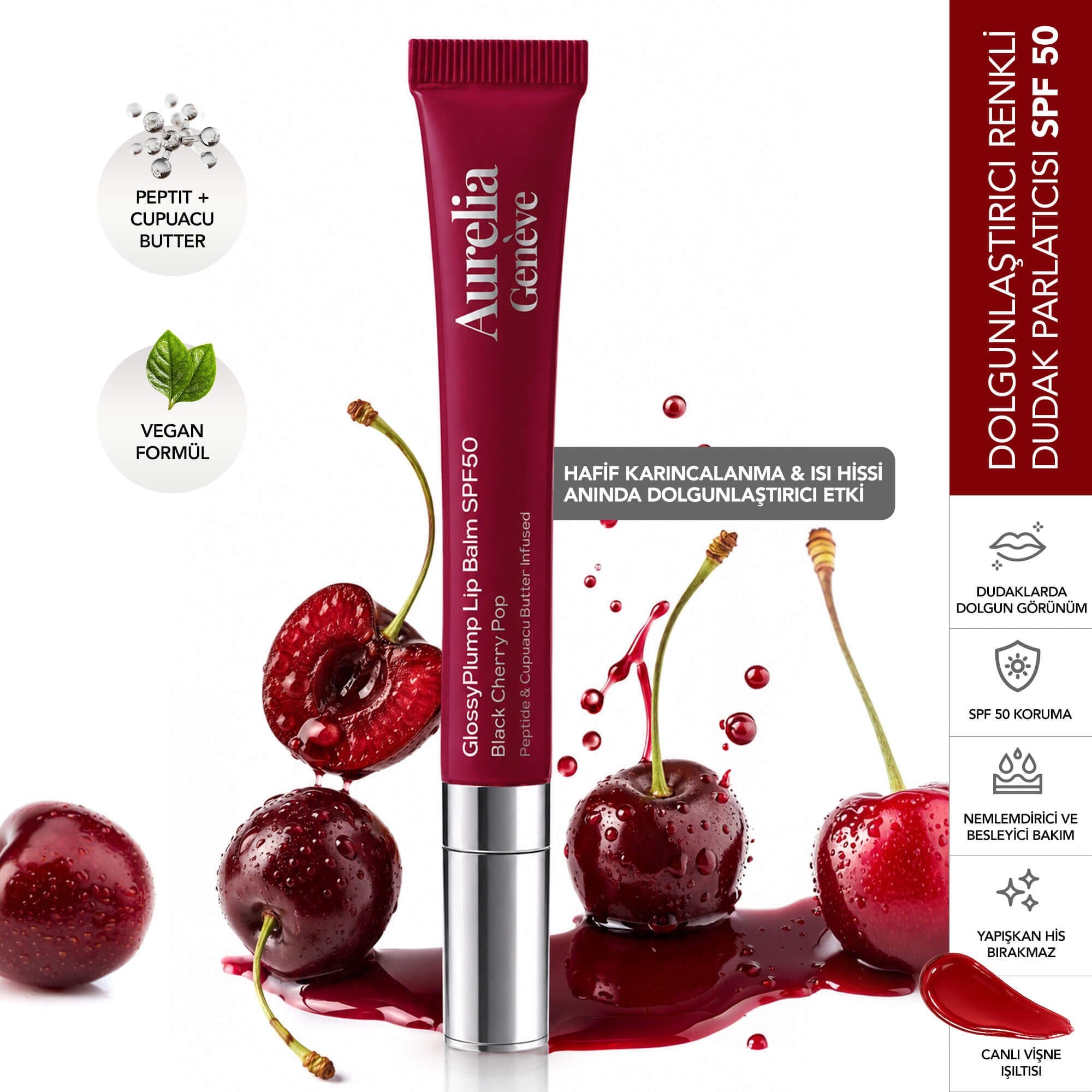 Aurelia Geneve Glossy Plump Lip Balm Spf50 - Black Cherry Pop