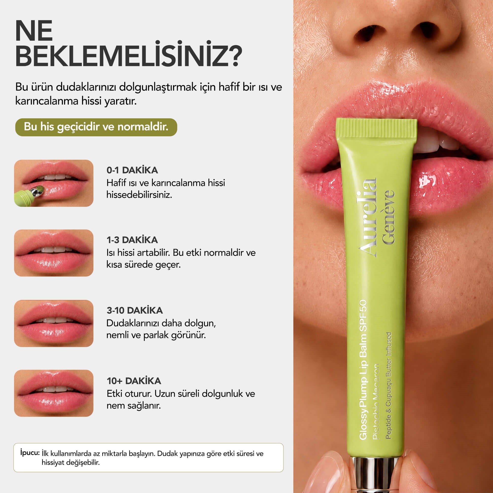 Aurelia Geneve Glossy Plump Lip Balm Spf50 - Pistachio Macaron