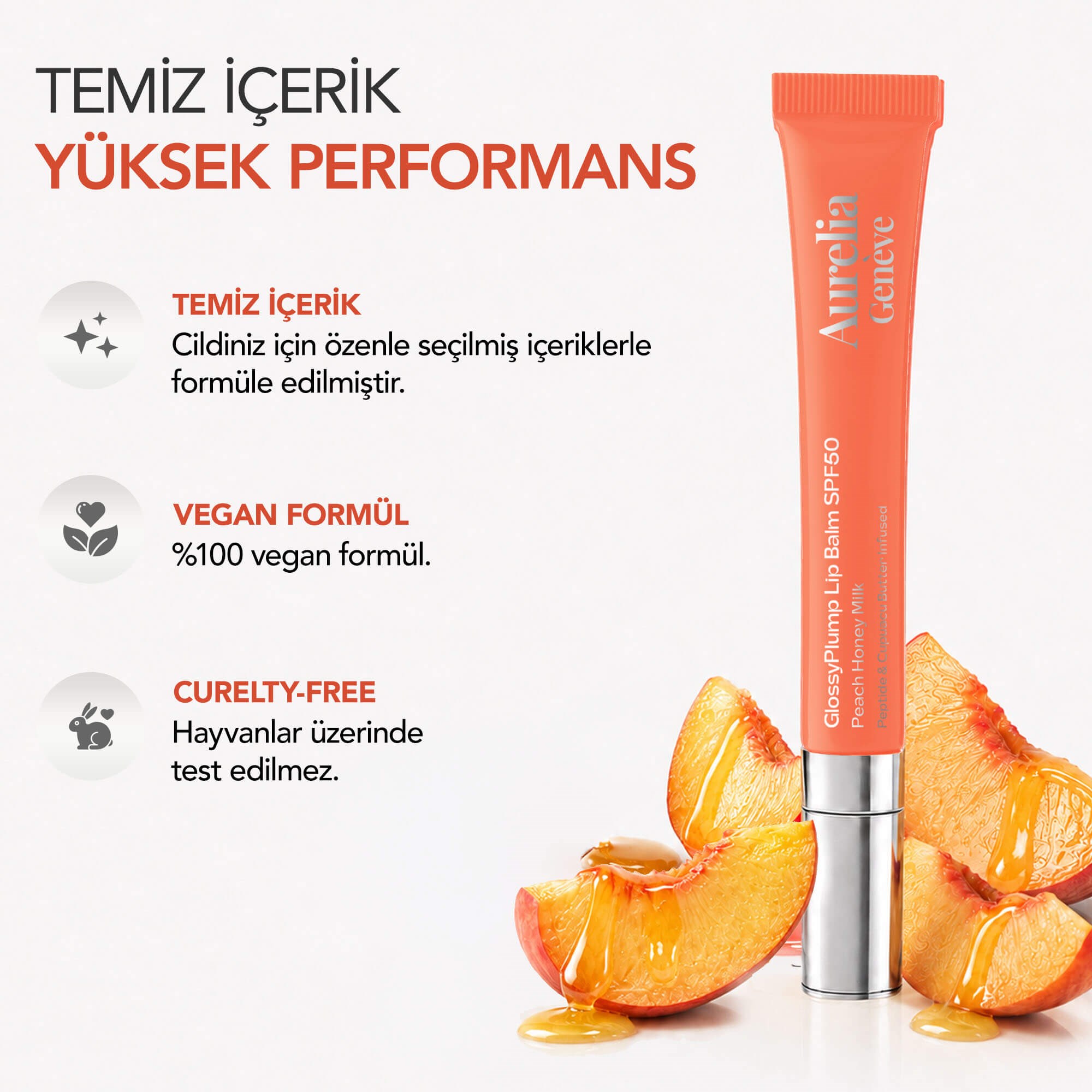 Aurelia Geneve Glossy Plump Lip Balm Spf50 - Peach Honey Milk