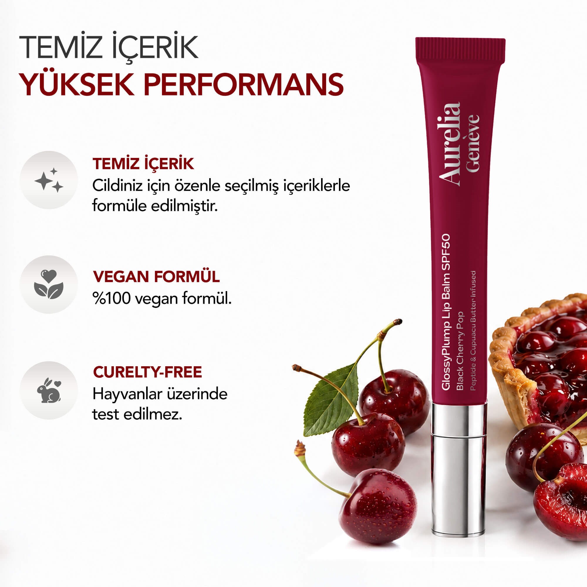 Aurelia Geneve Glossy Plump Lip Balm Spf50 - Black Cherry Pop