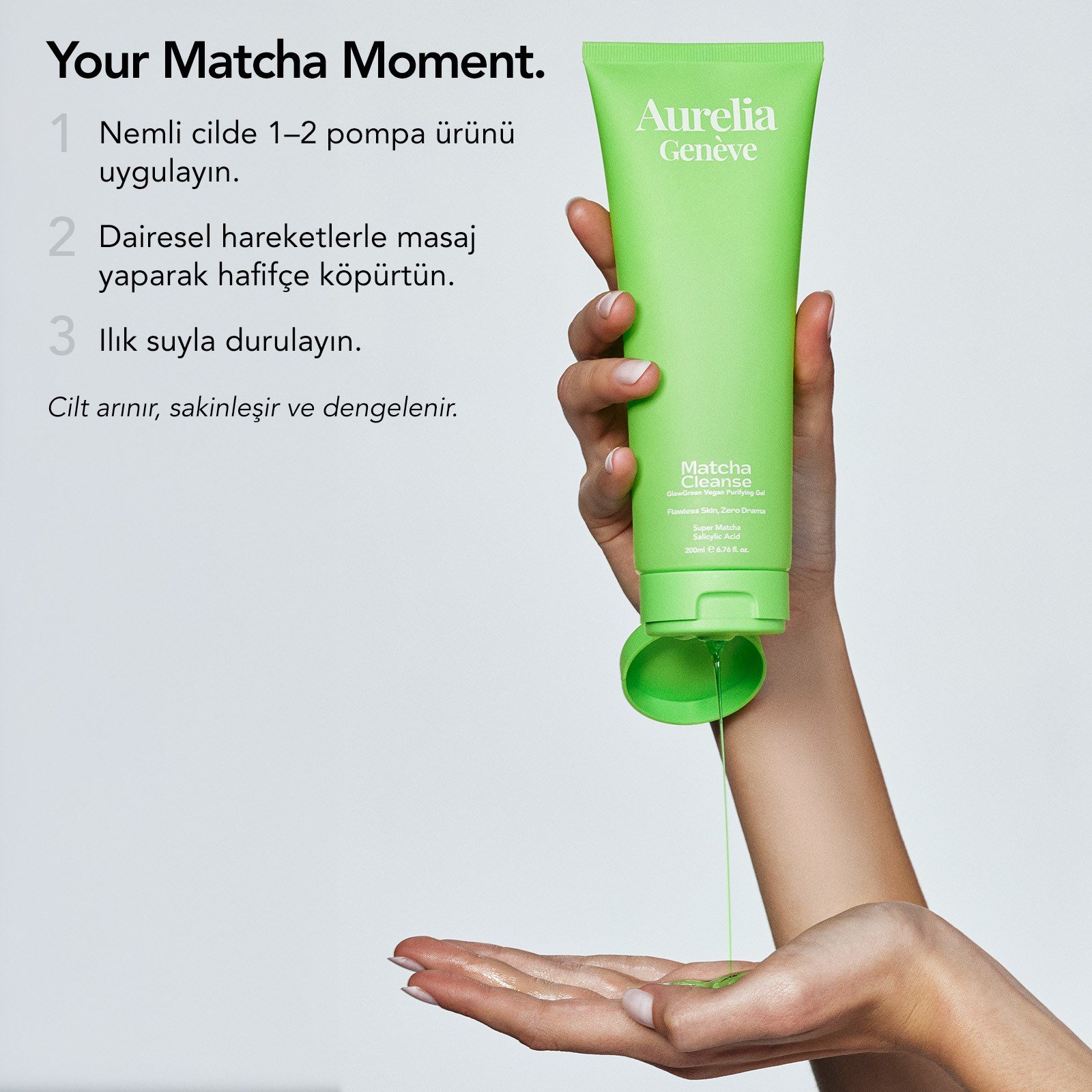 Aurelia Geneve Matcha Cleanse Glowgreen Vegan Purifying Gel 200ml