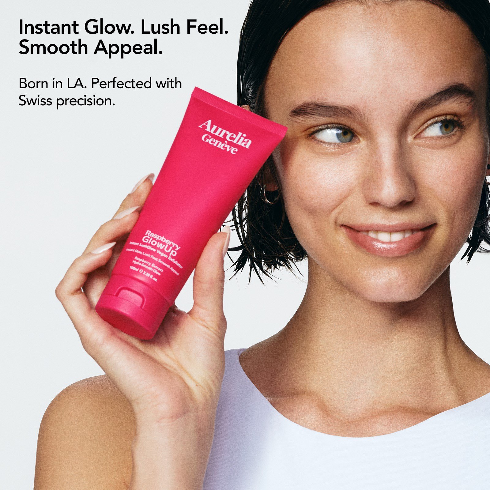 Aurelia Geneve Raspberry Glowup instant Lushglow Vegan Exfoliator 100ml