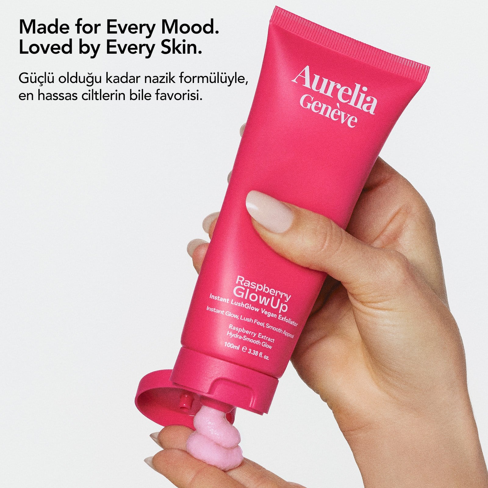 Aurelia Geneve Raspberry Glowup instant Lushglow Vegan Exfoliator 100ml