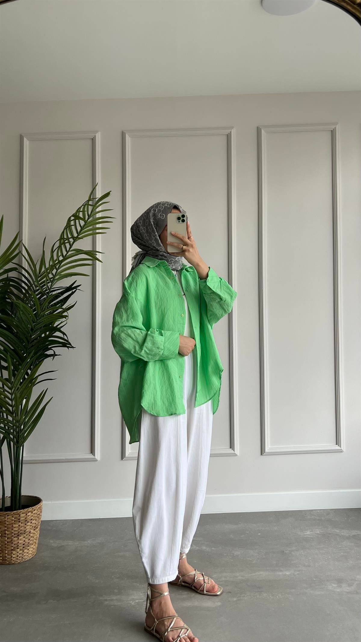  Çizgili Oversize Gömlek