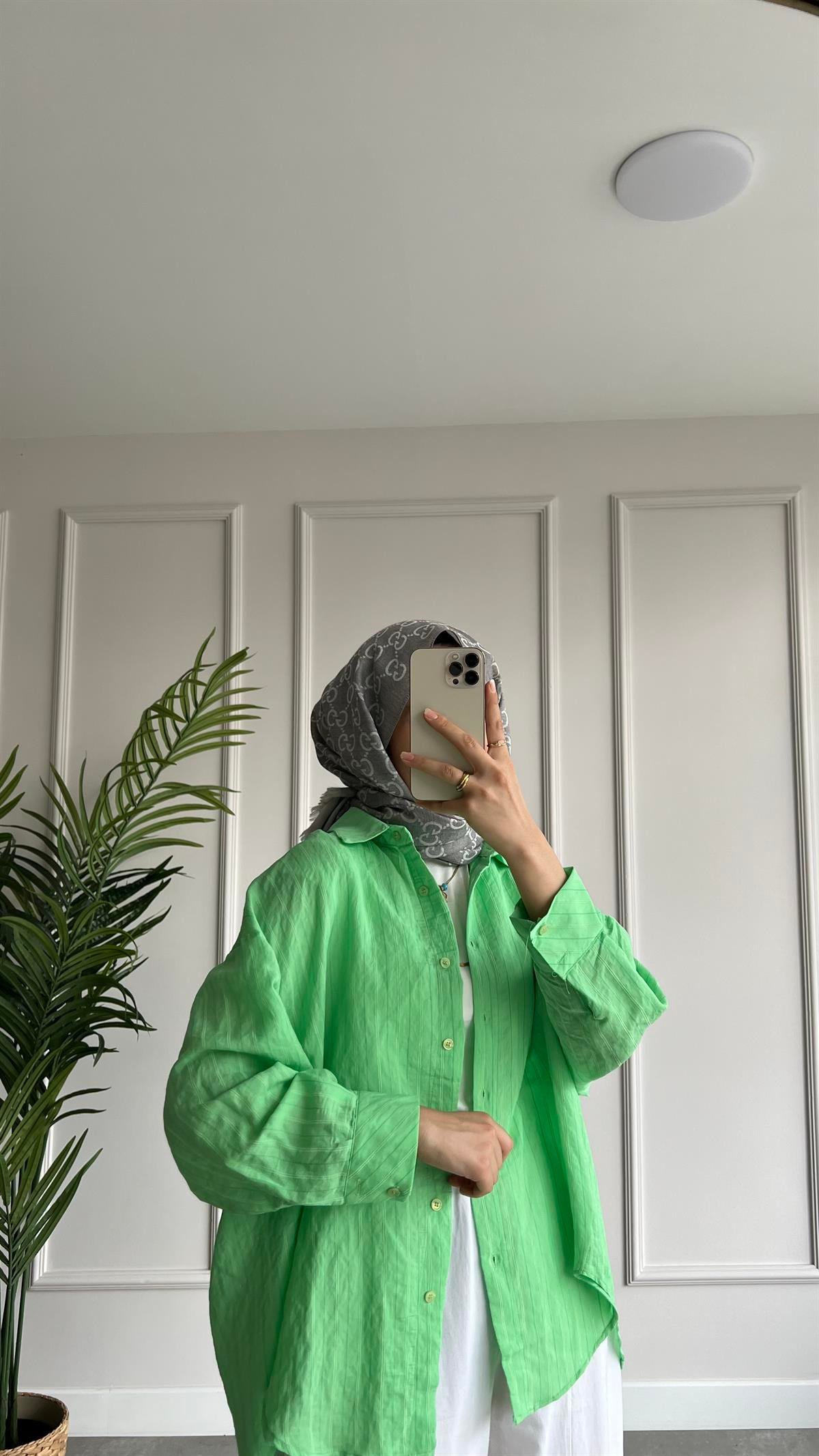  Çizgili Oversize Gömlek