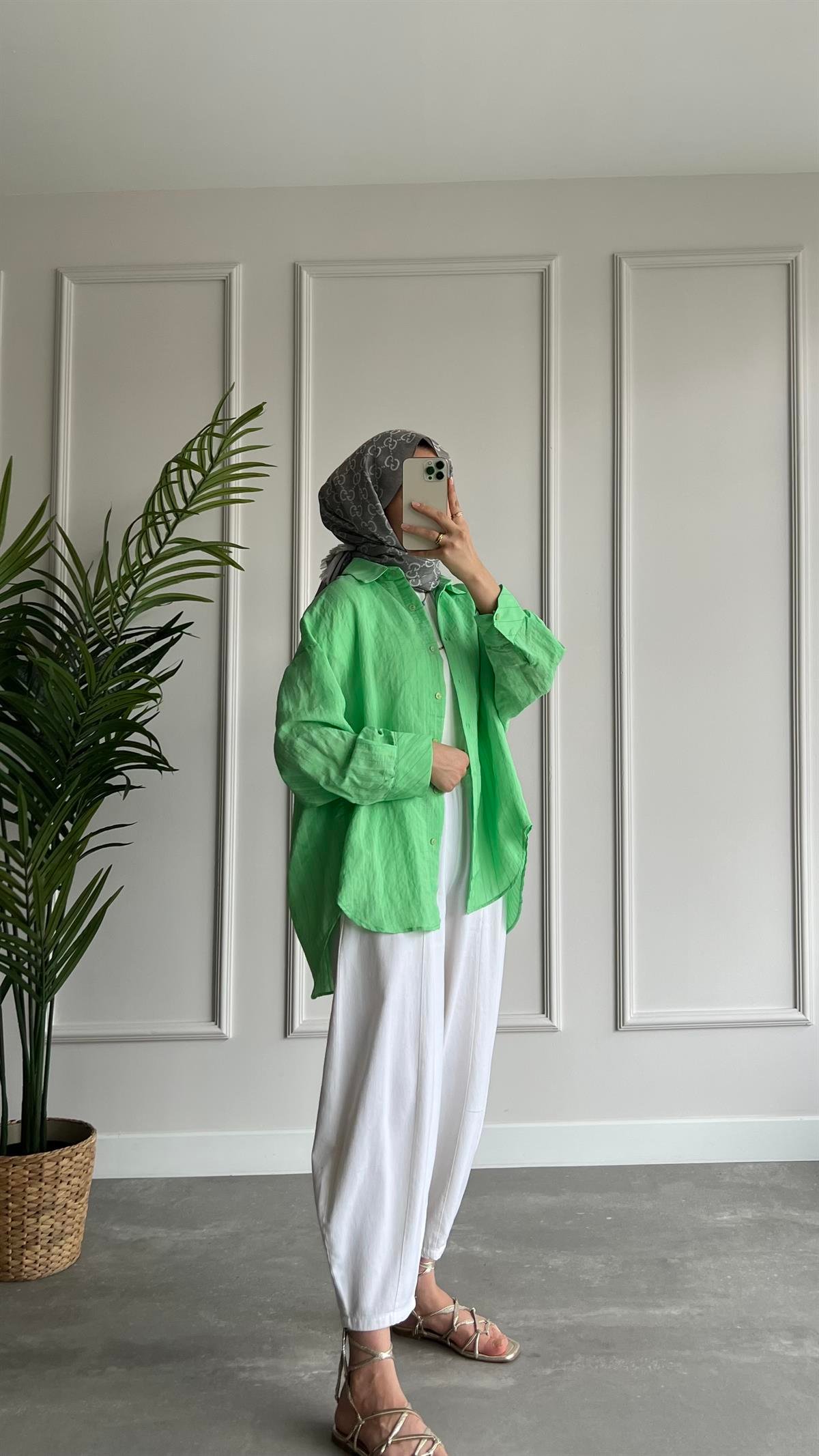  Çizgili Oversize Gömlek