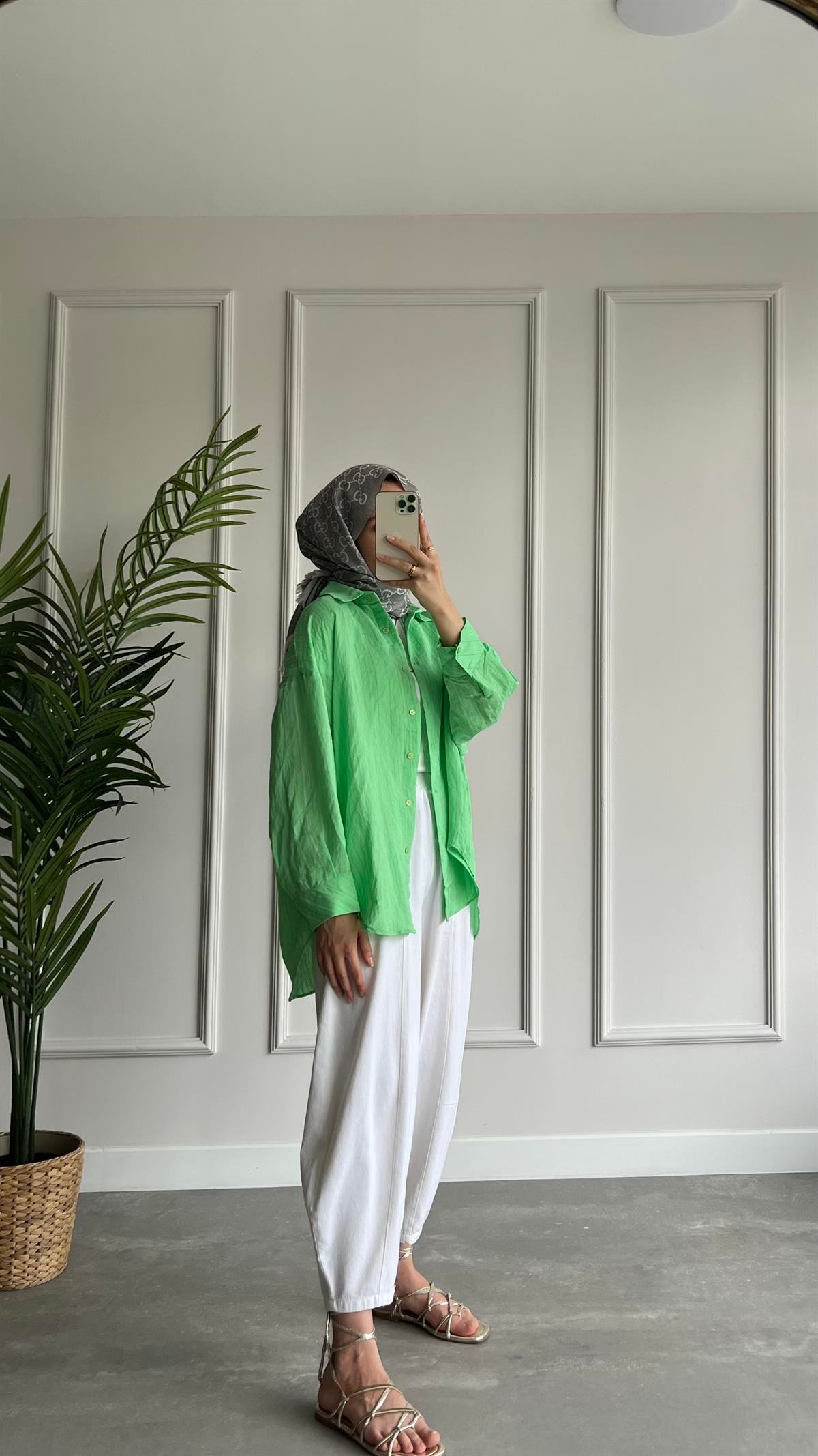  Çizgili Oversize Gömlek