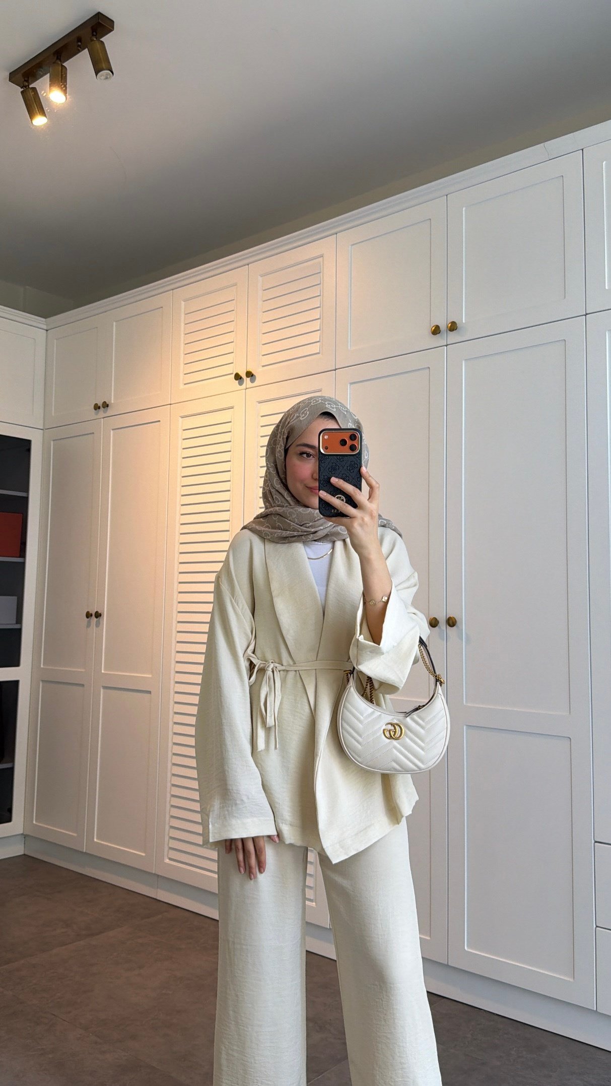  Keten Pantolonlu Kimono Takım Ekru
