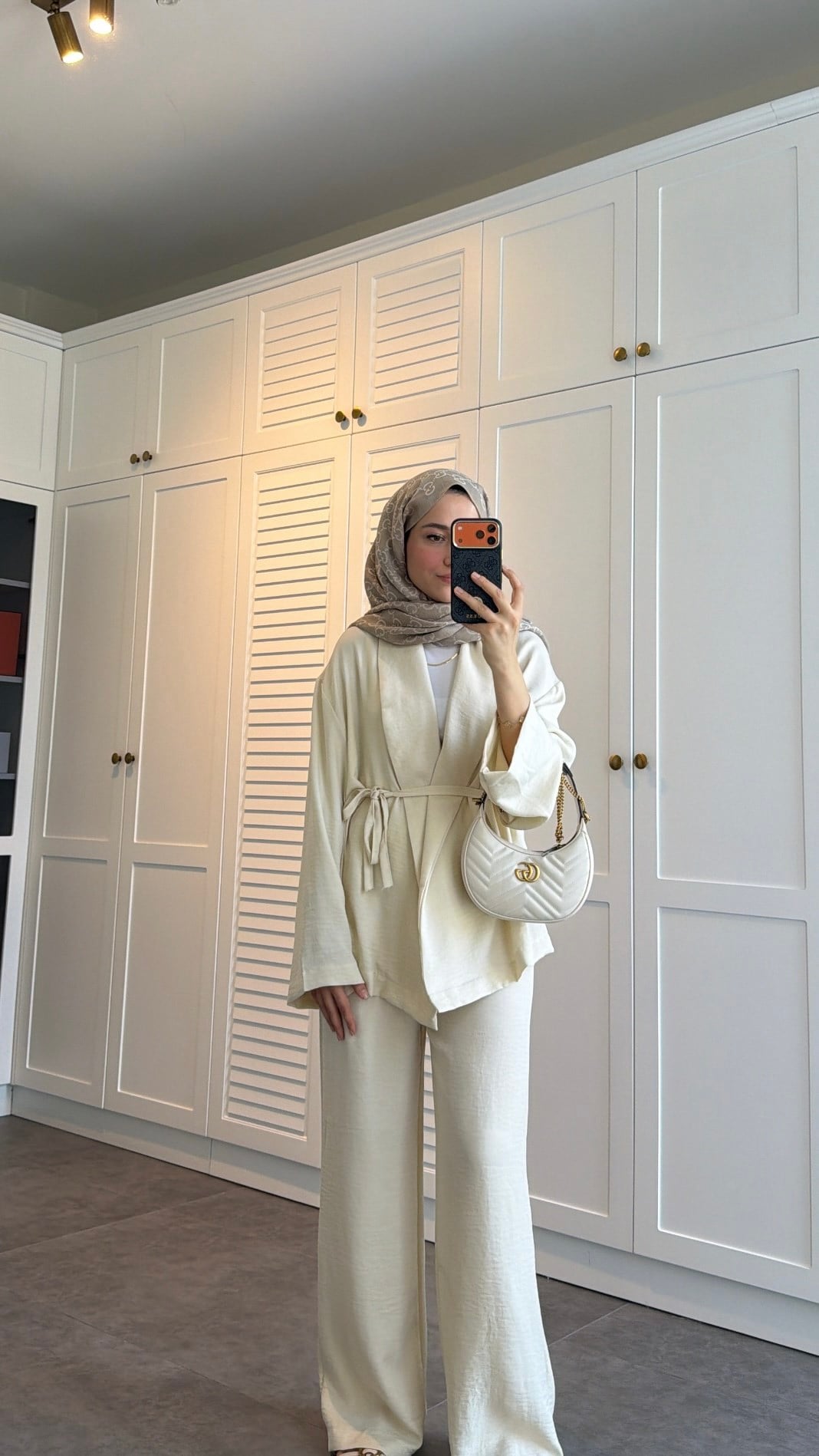  Keten Pantolonlu Kimono Takım Ekru