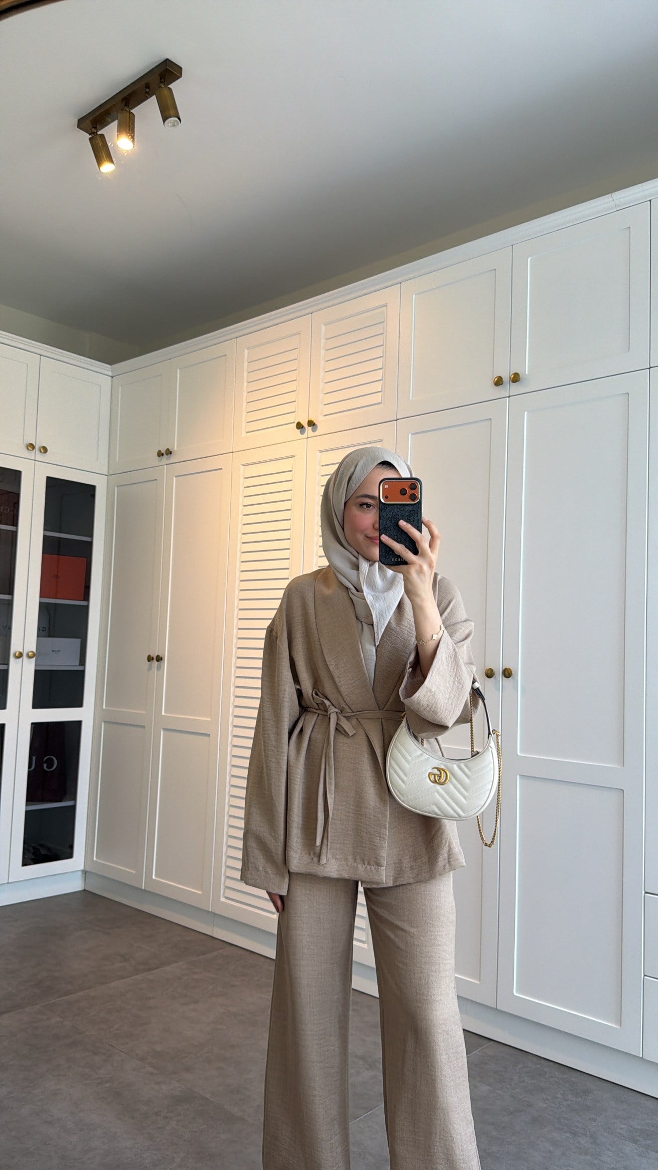  Keten Pantolonlu Kimono Takım Vizon