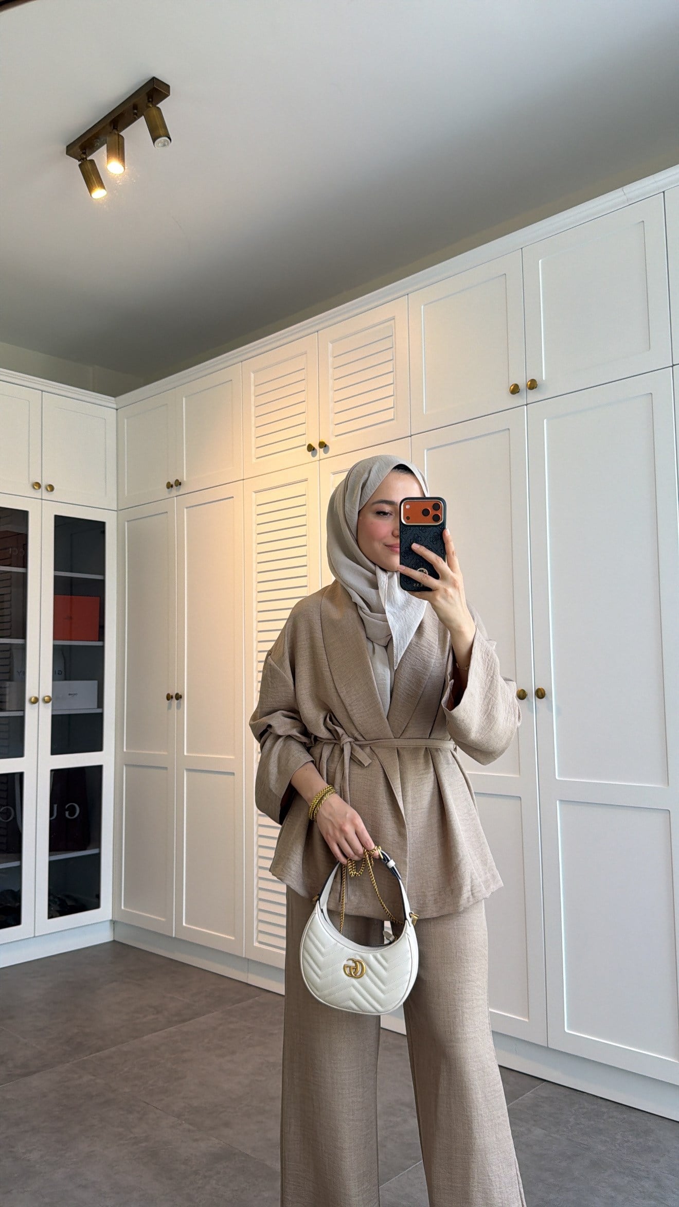  Keten Pantolonlu Kimono Takım Vizon