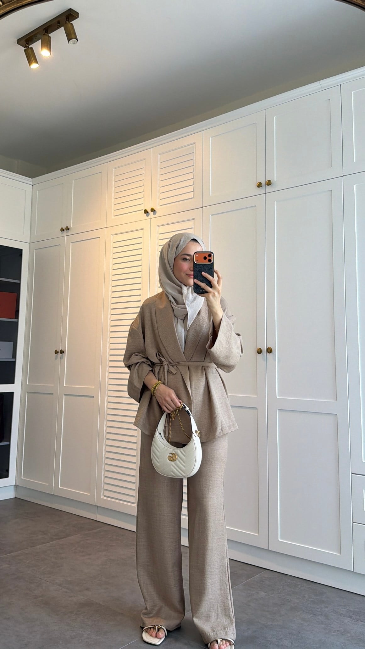  Keten Pantolonlu Kimono Takım Vizon