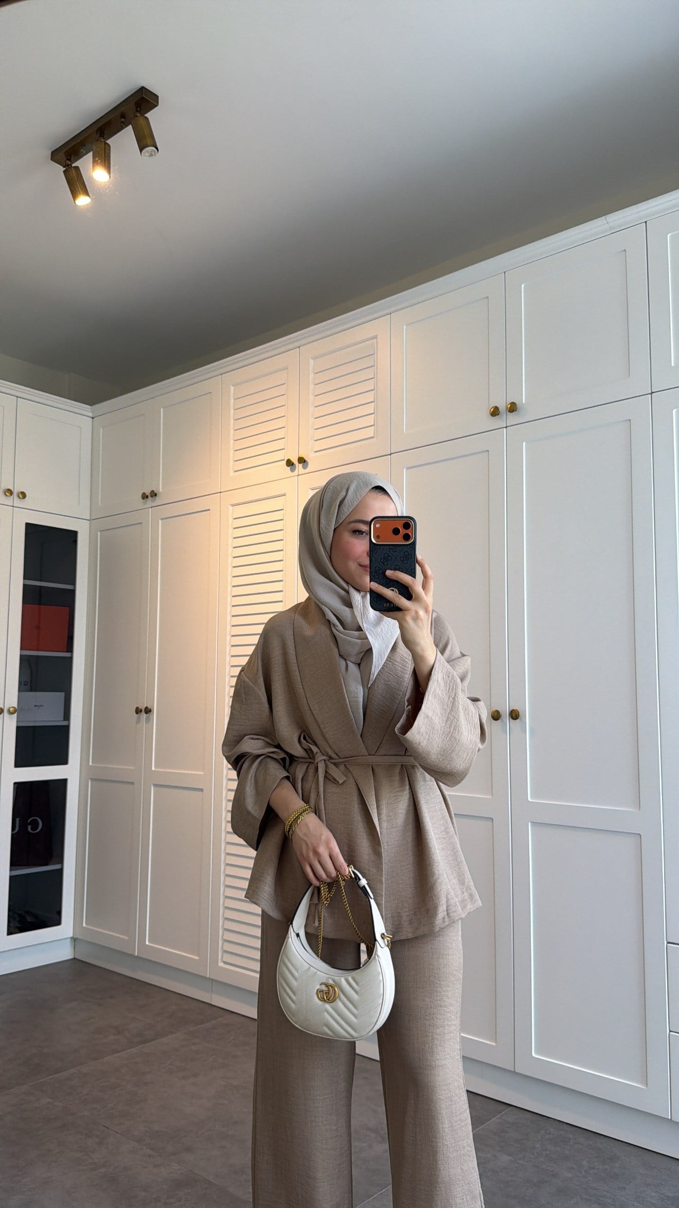  Keten Pantolonlu Kimono Takım Vizon
