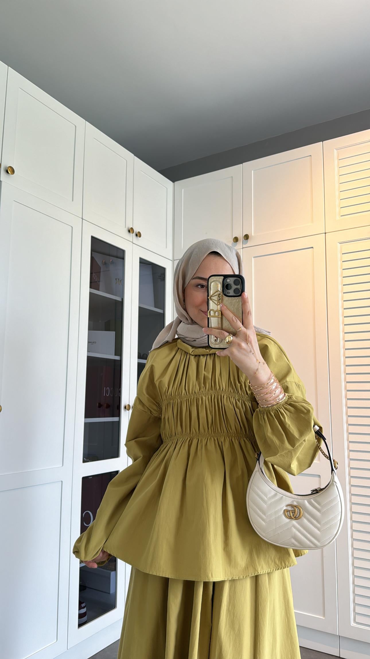  Milan Poplin Etekli Takım Olive