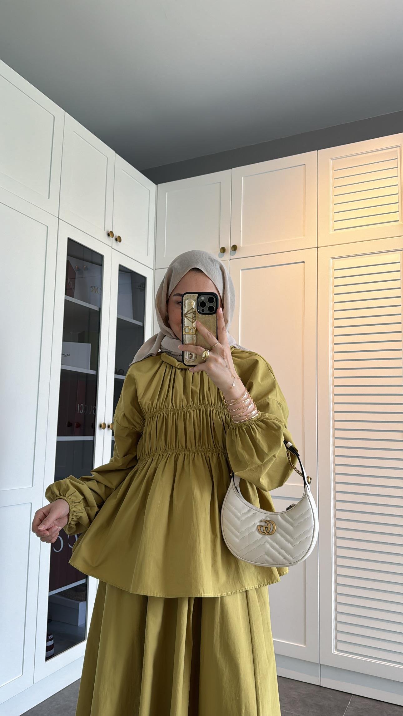  Milan Poplin Etekli Takım Olive