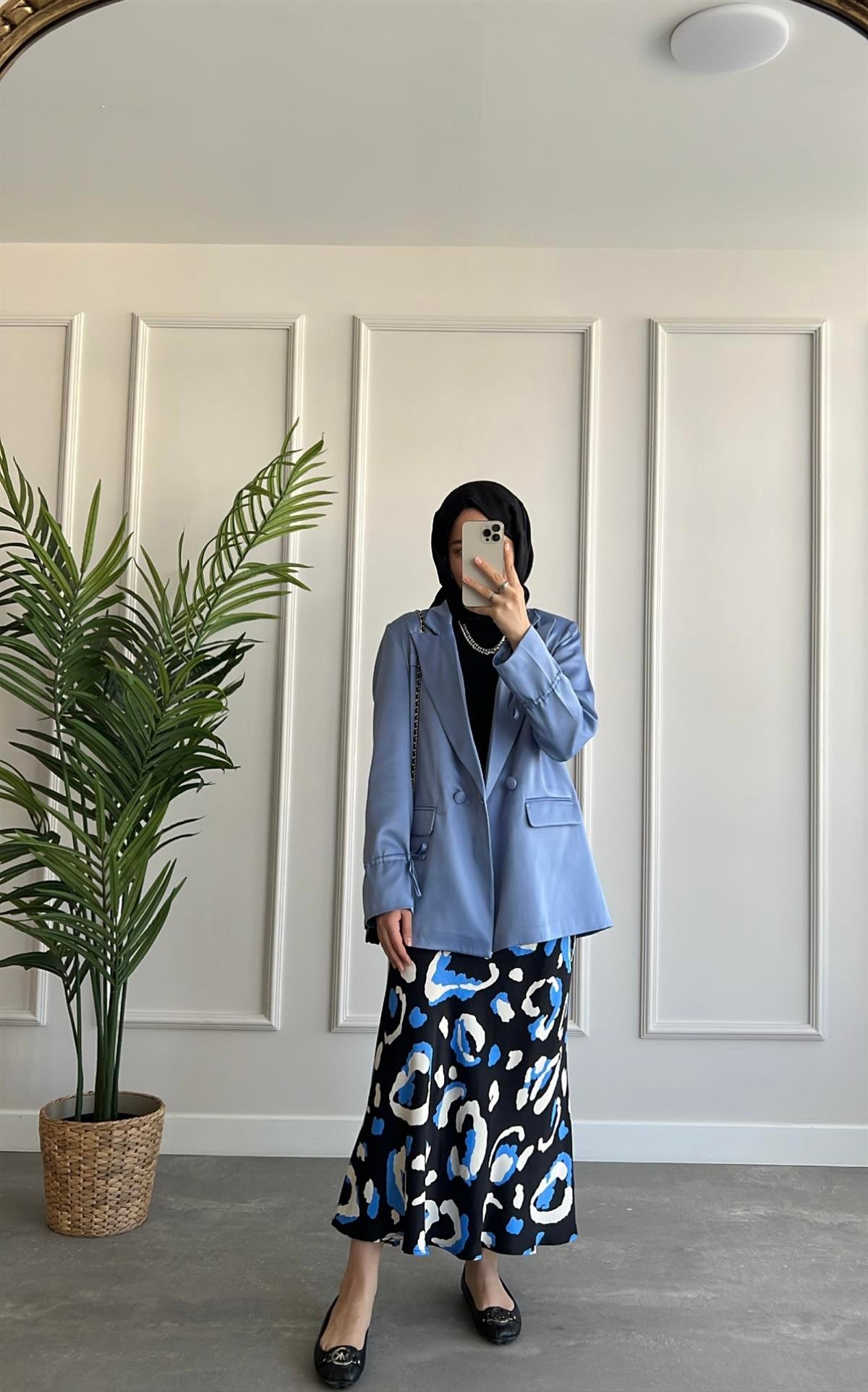  Saten Blazer Ceket 