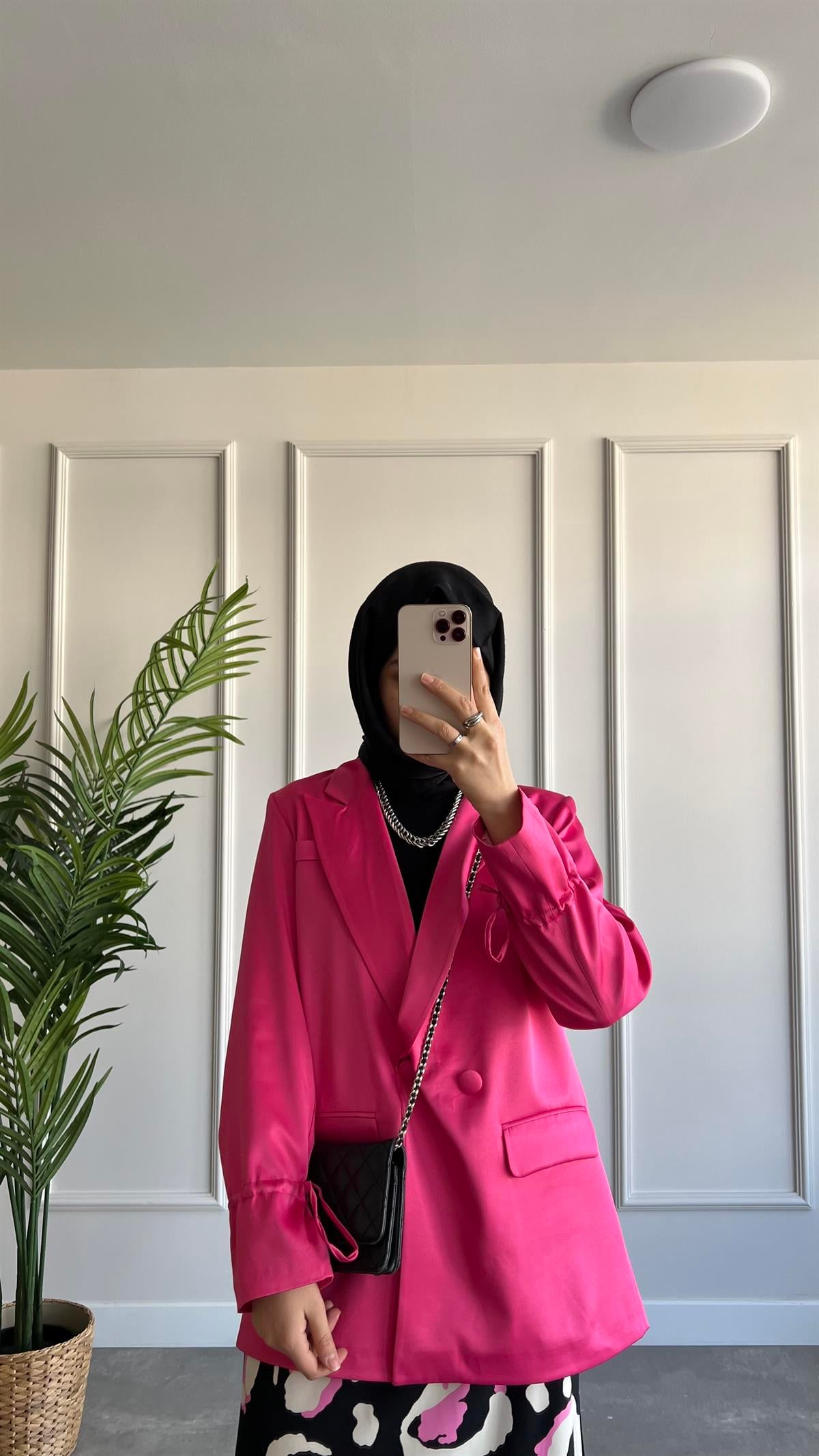  Saten Blazer Ceket 