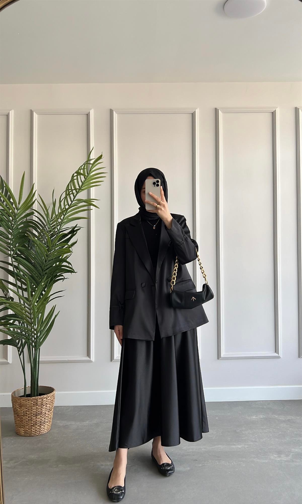  Saten Blazer Ceket 