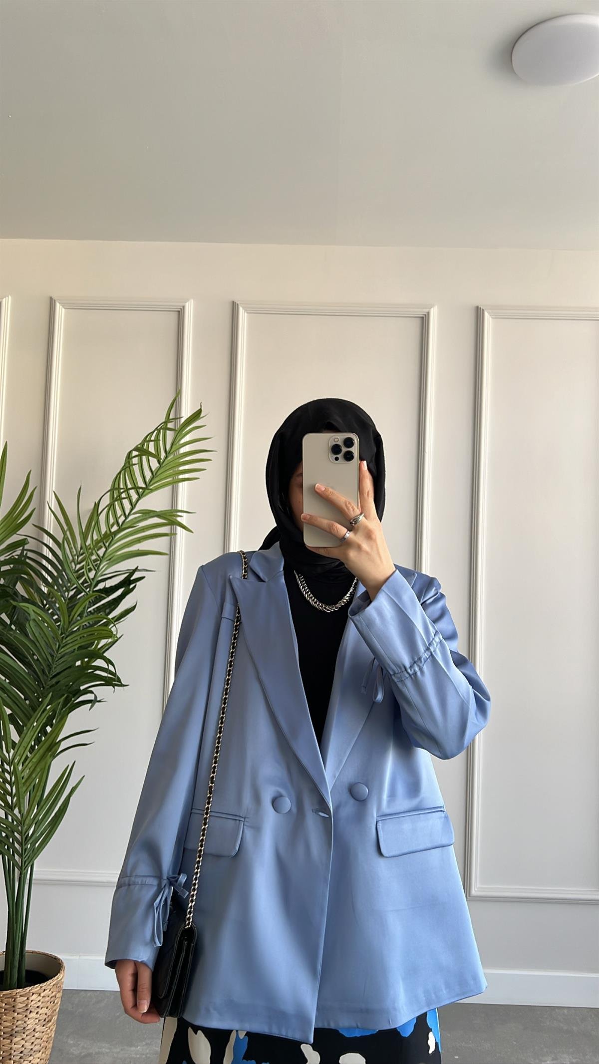  Saten Blazer Ceket 