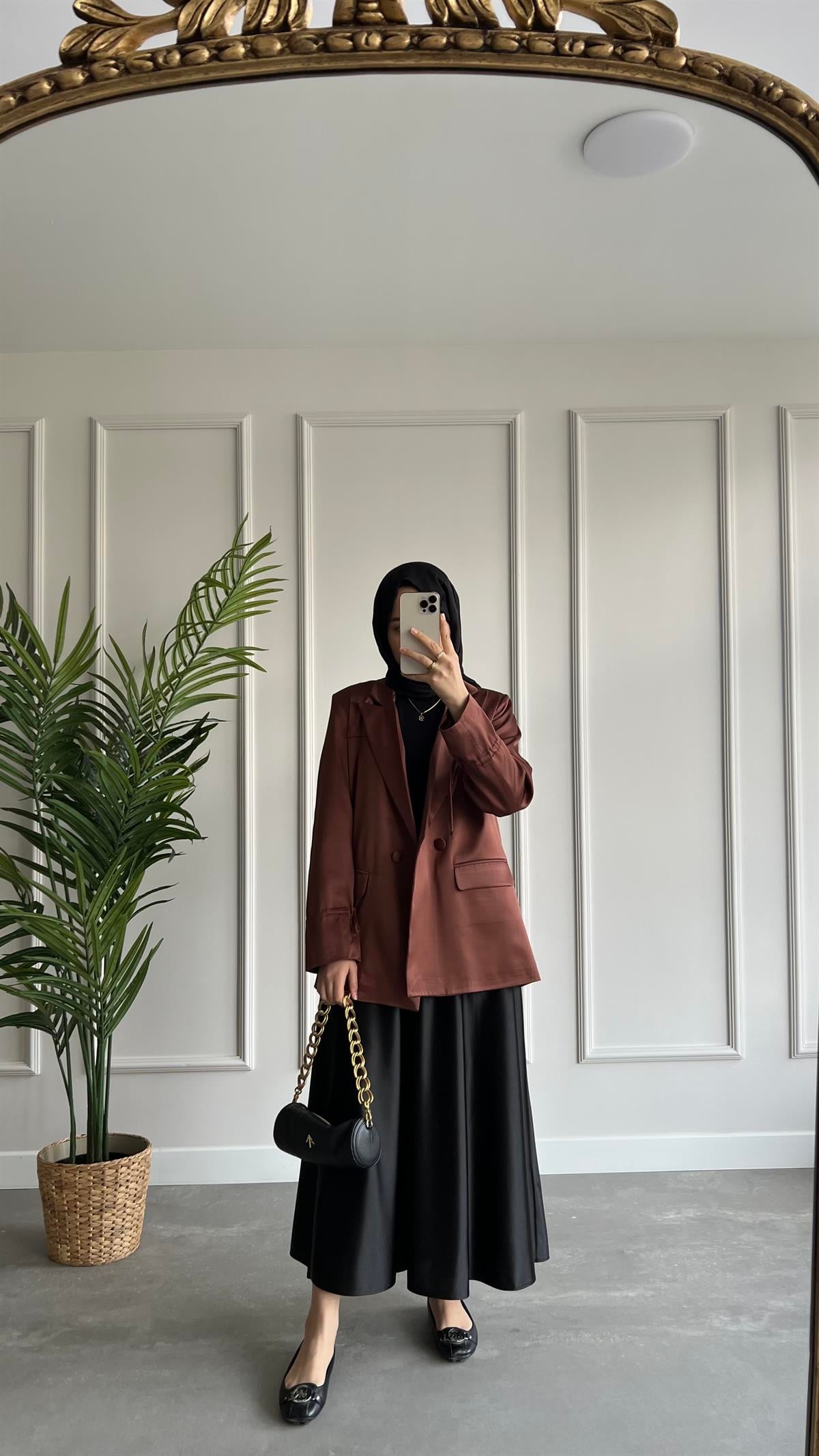  Saten Blazer Ceket 