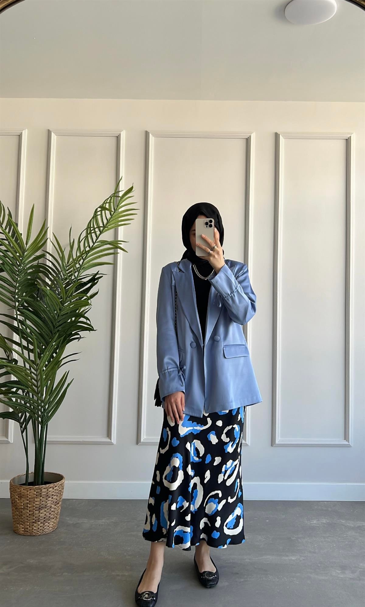  Saten Blazer Ceket 