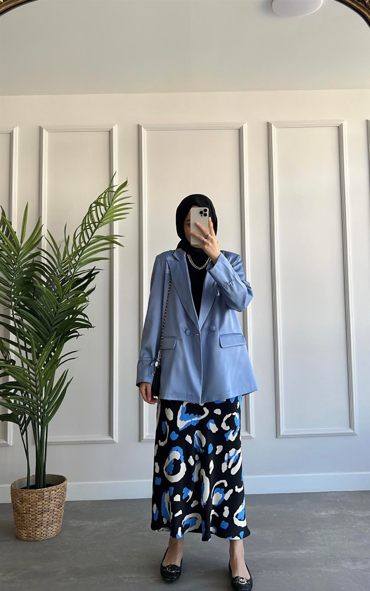  Saten Blazer Ceket 
