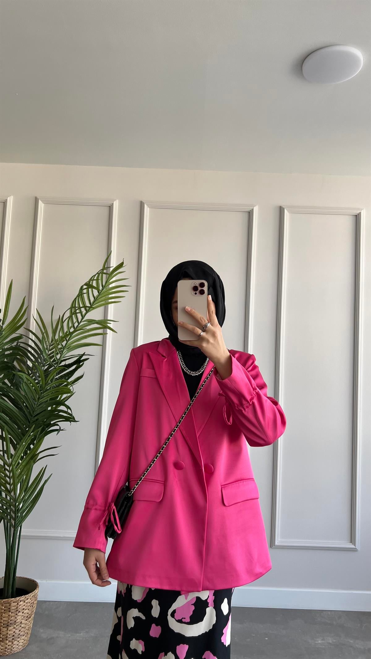  Saten Blazer Ceket 