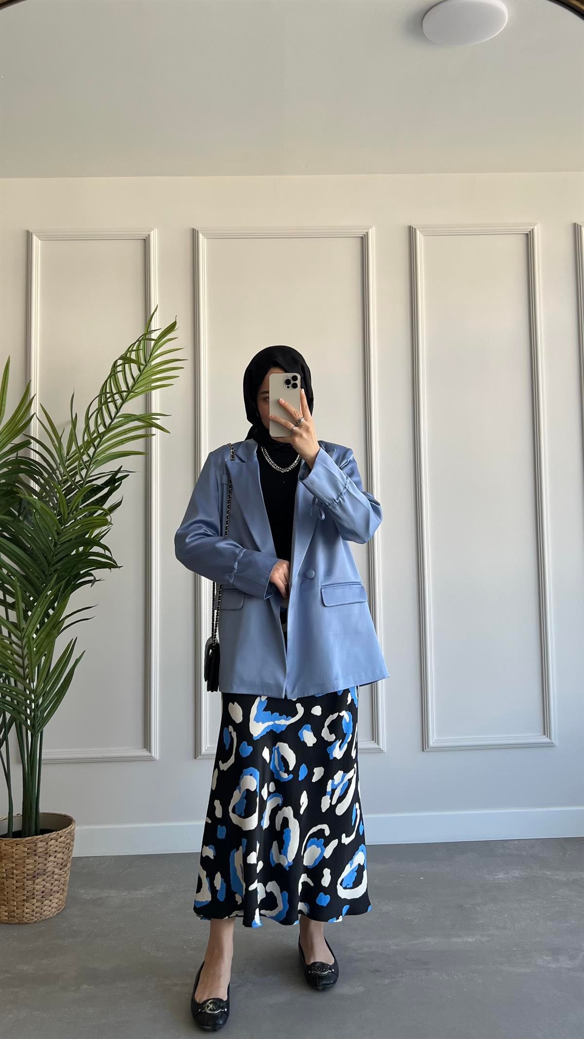  Saten Blazer Ceket 