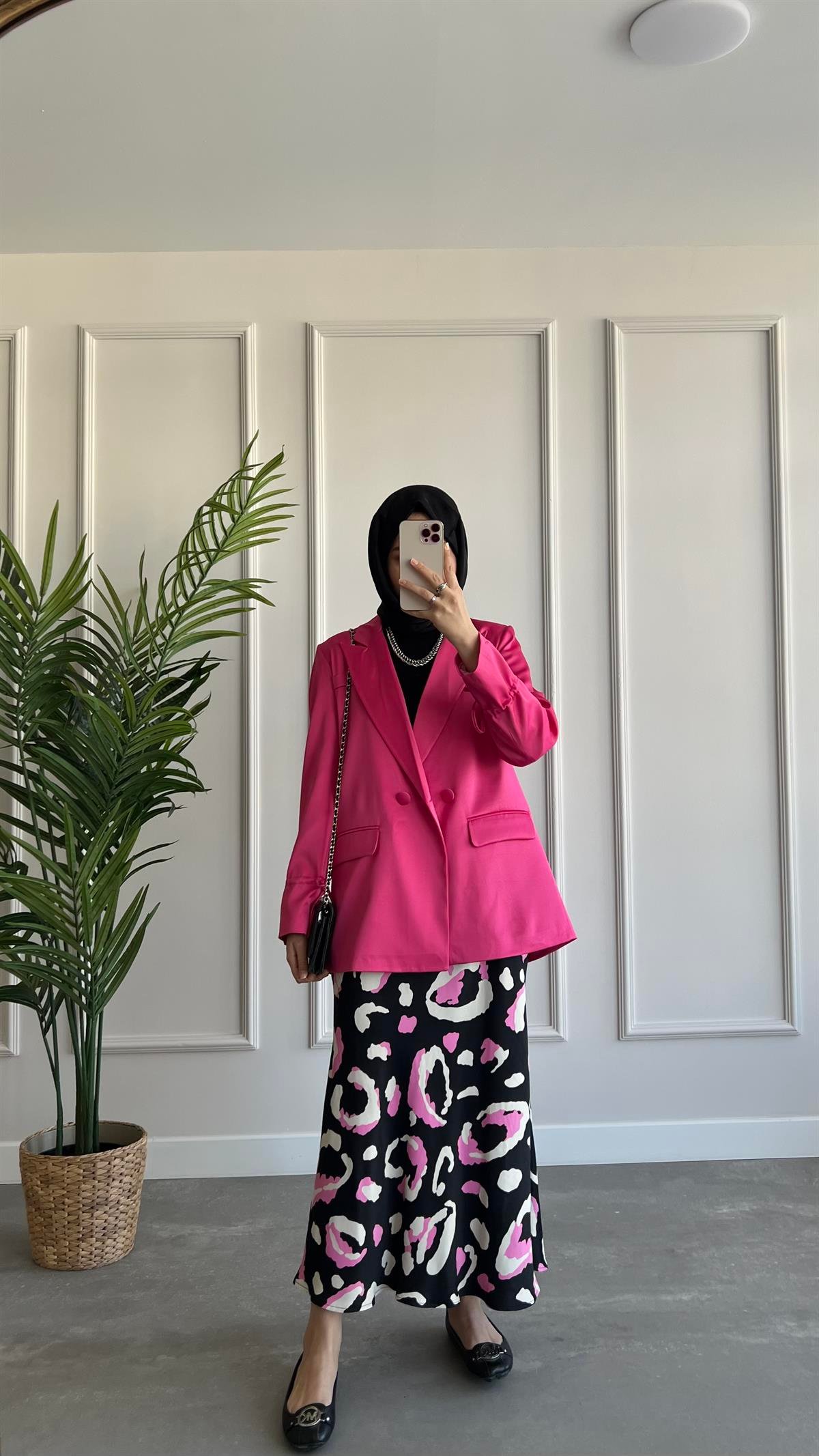  Saten Blazer Ceket 