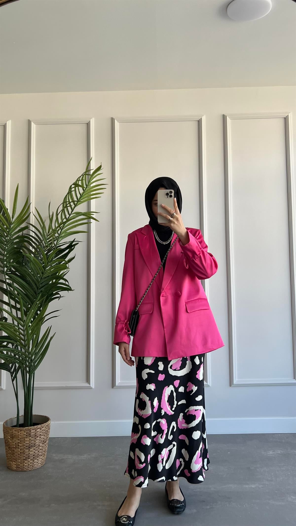  Saten Blazer Ceket 