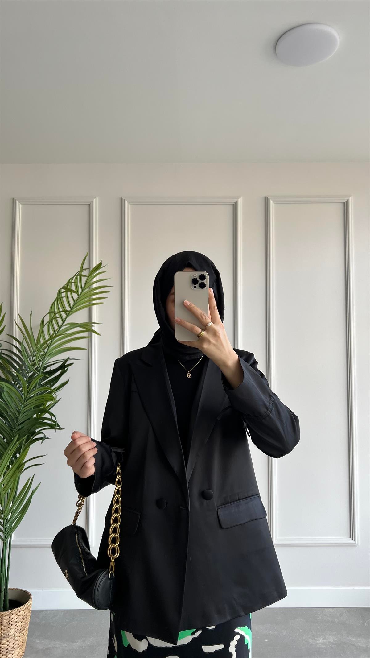  Saten Blazer Ceket 