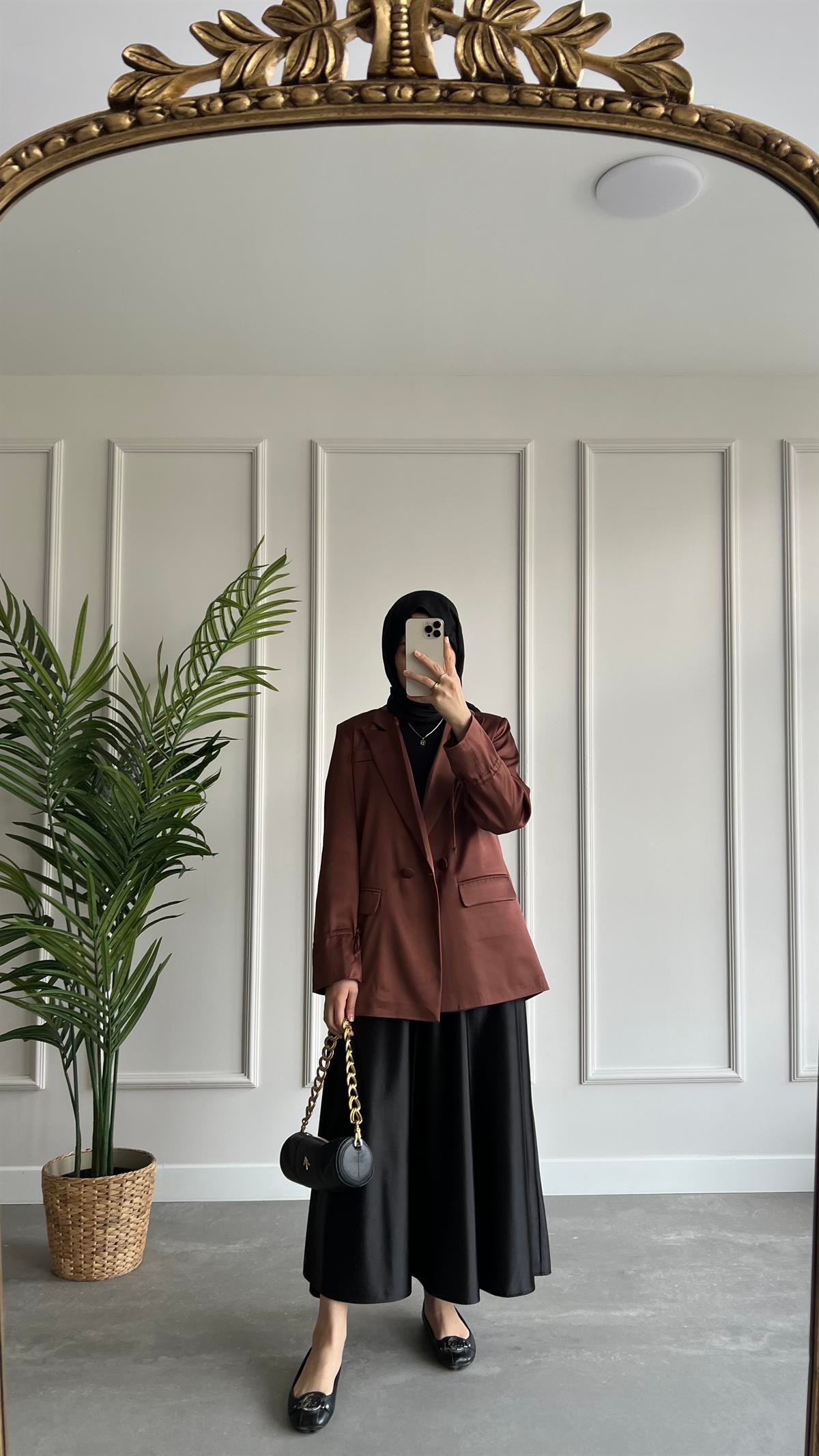 Saten Blazer Ceket 