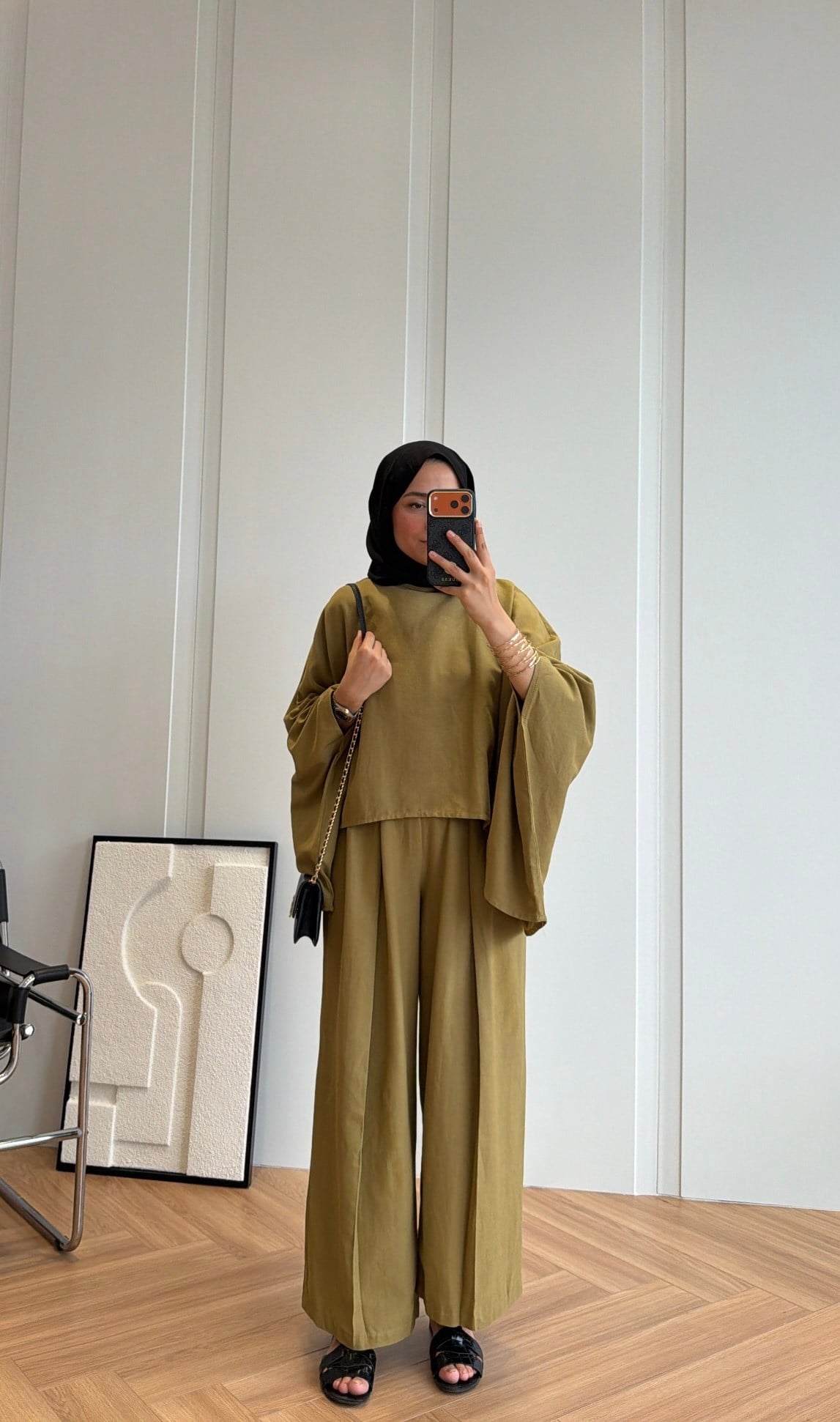 Alen Asimetrik Pantolonlu Takım Olive