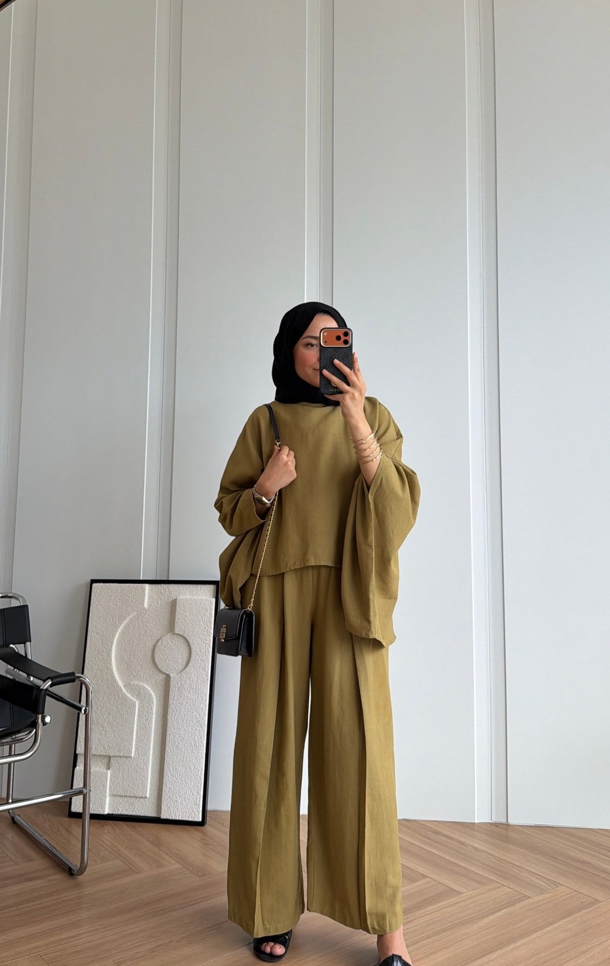 Alen Asimetrik Pantolonlu Takım Olive