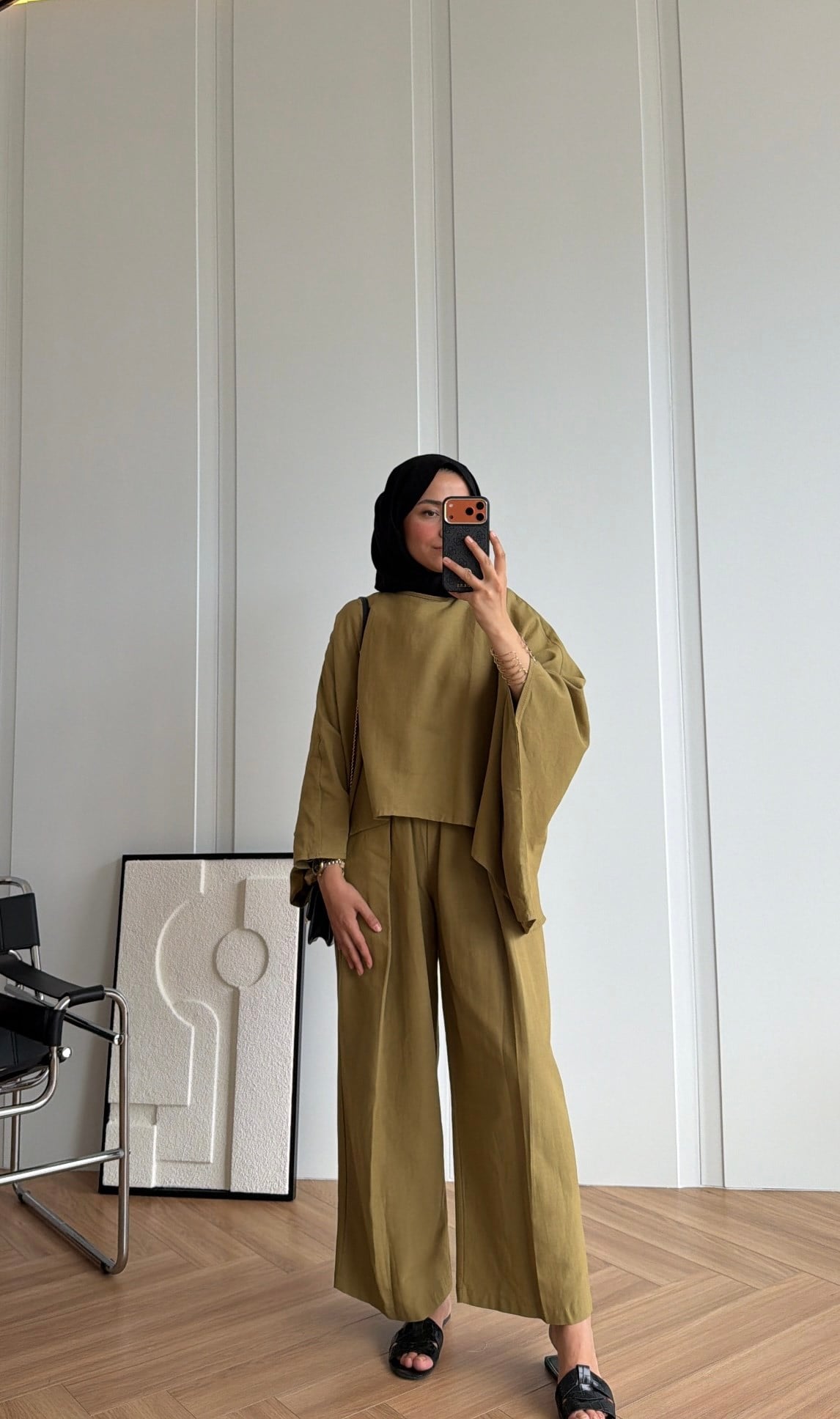 Alen Asimetrik Pantolonlu Takım Olive