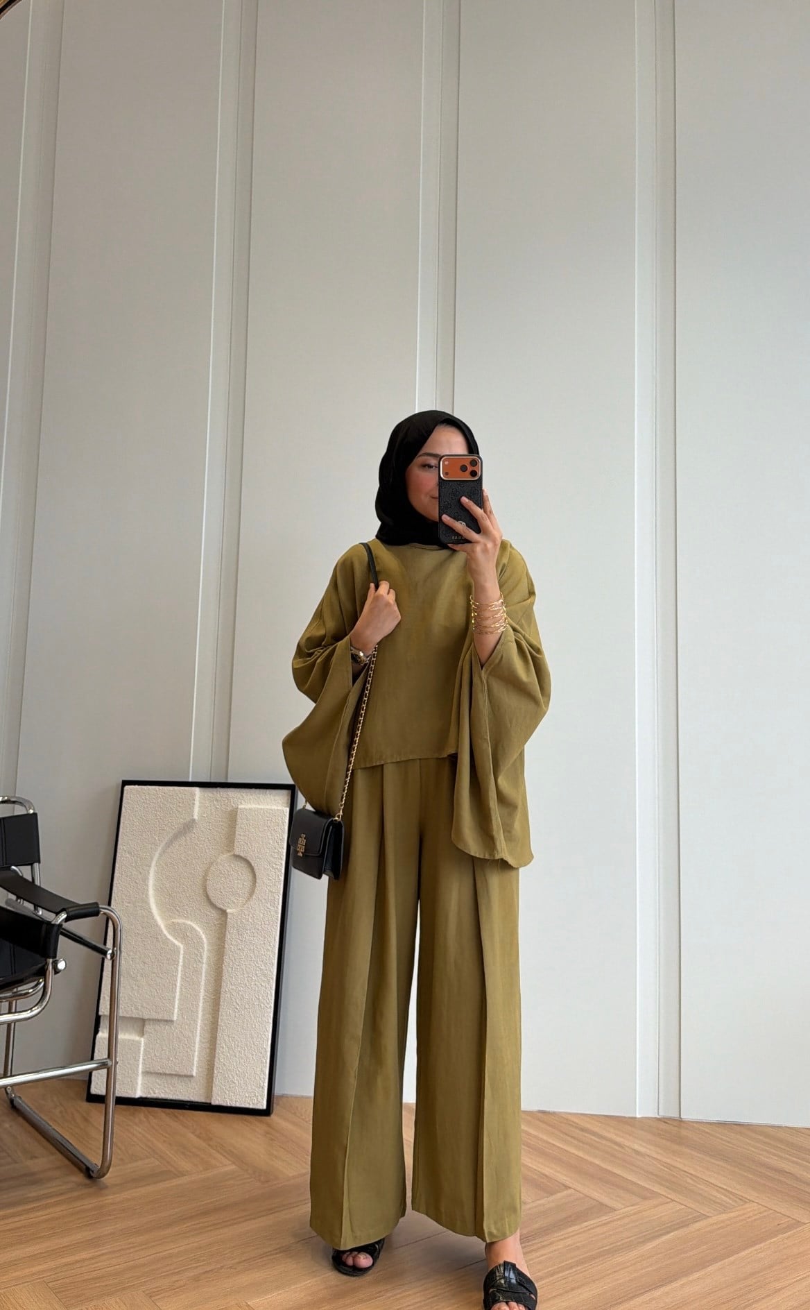 Alen Asimetrik Pantolonlu Takım Olive