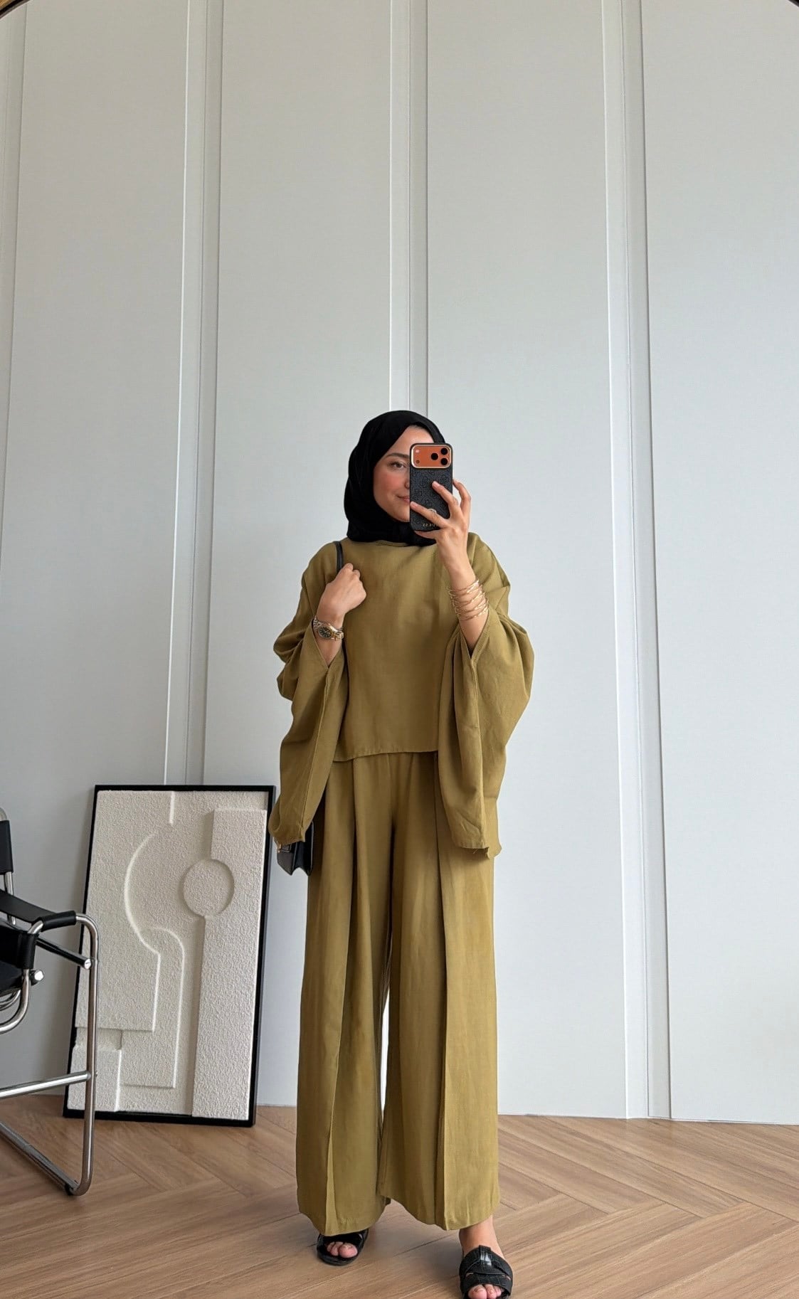 Alen Asimetrik Pantolonlu Takım Olive