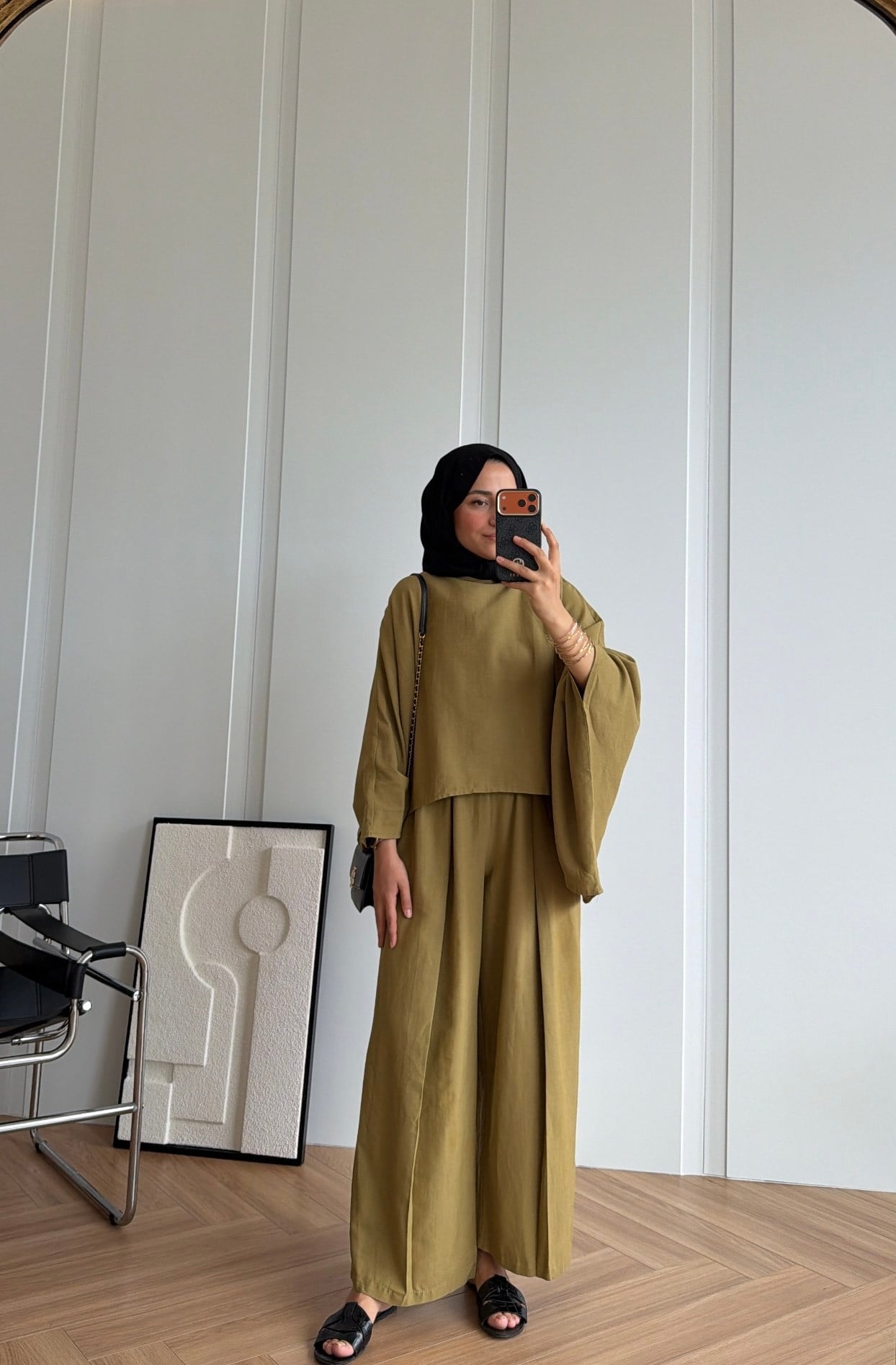 Alen Asimetrik Pantolonlu Takım Olive