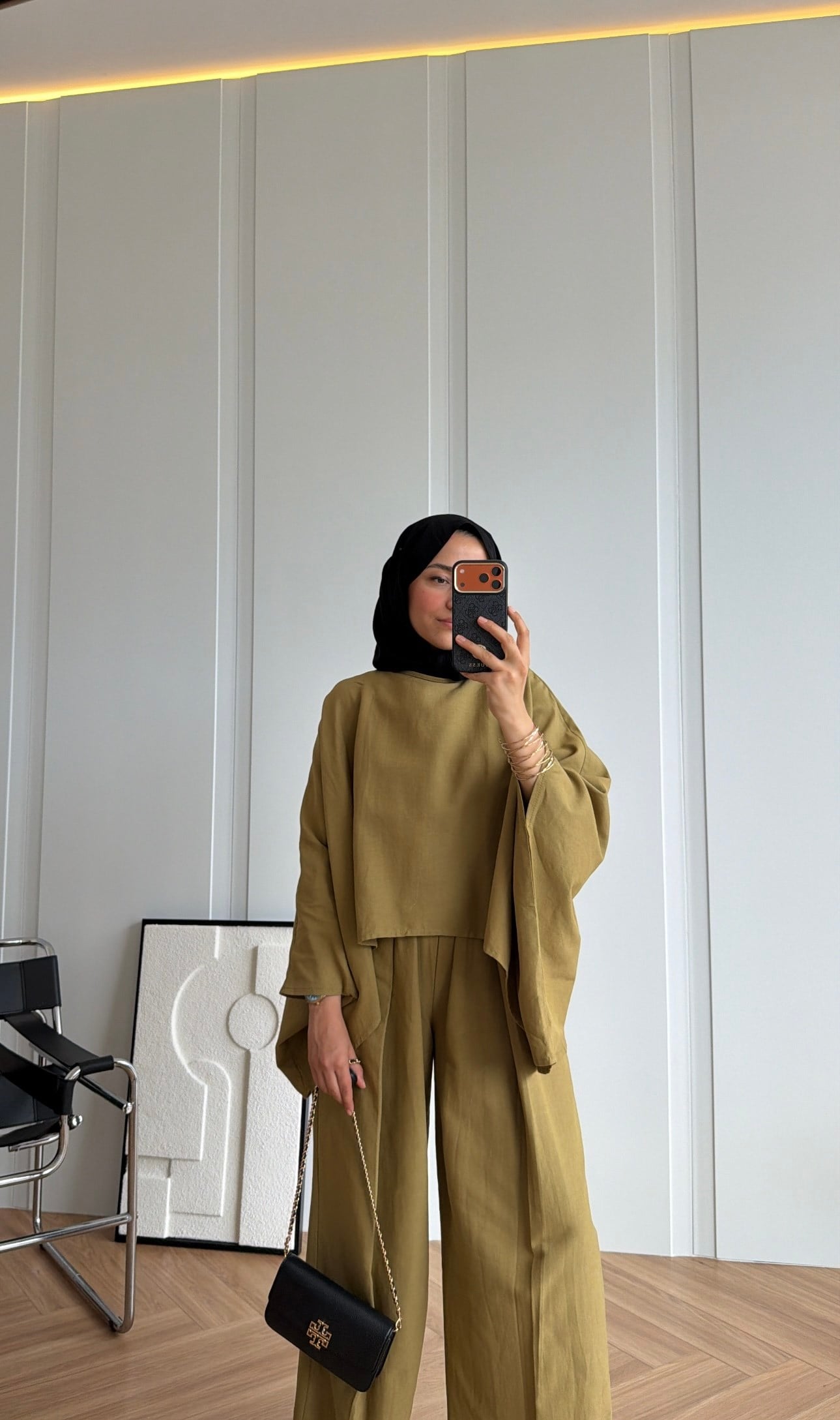 Alen Asimetrik Pantolonlu Takım Olive