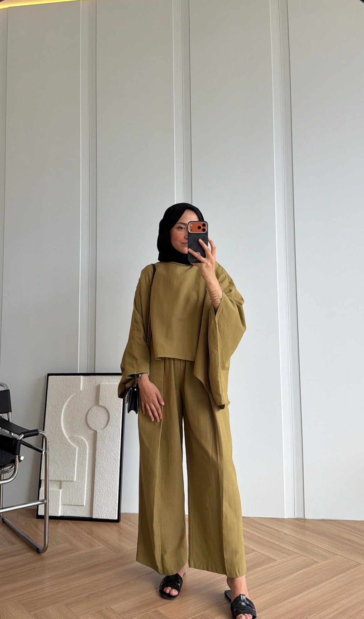 Alen Asimetrik Pantolonlu Takım Olive