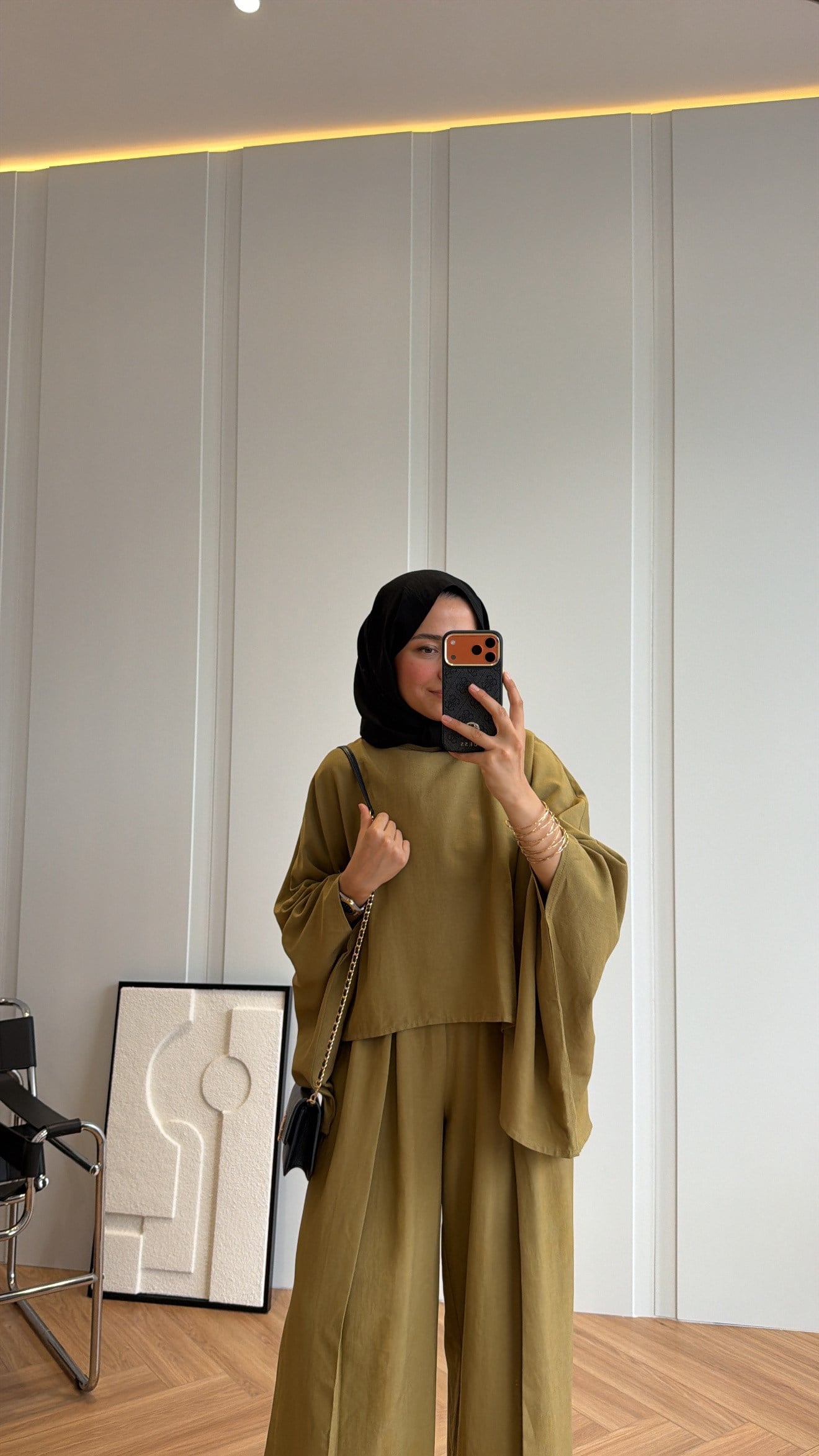 Alen Asimetrik Pantolonlu Takım Olive