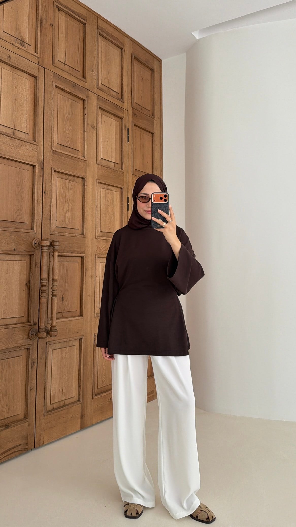 Alin Bağlamalı Tunik Kahve