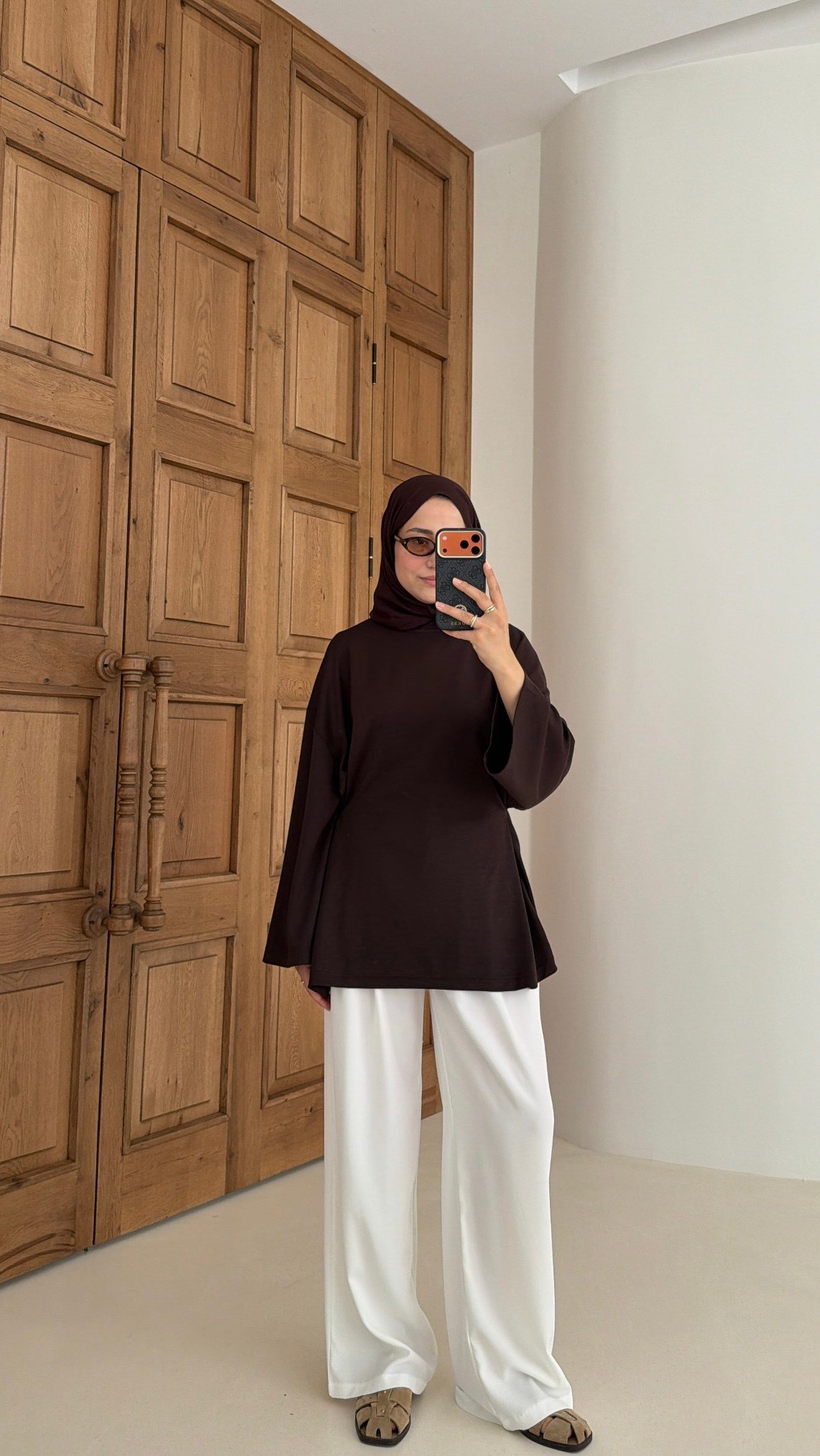 Alin Bağlamalı Tunik Kahve