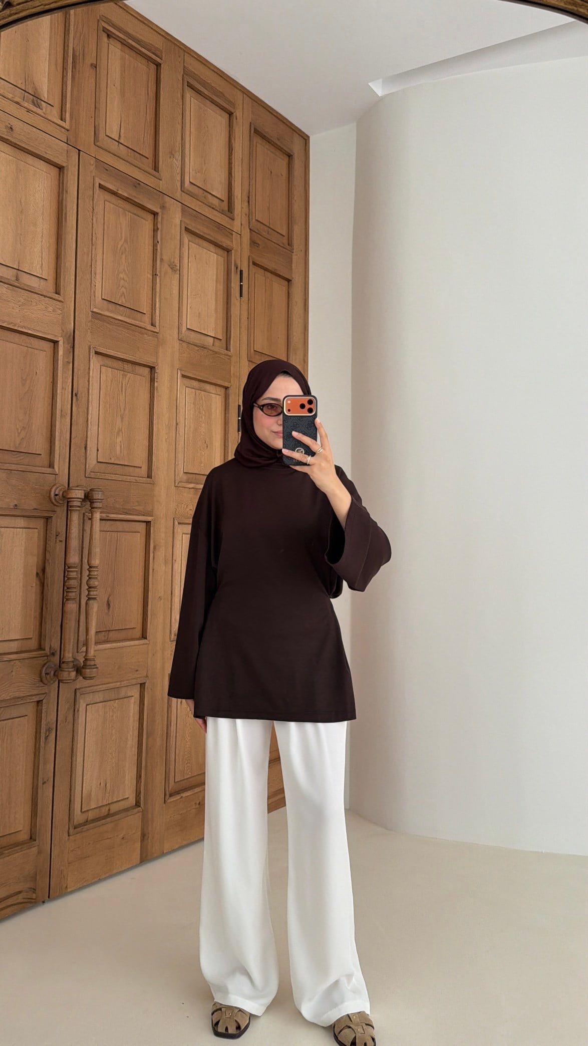 Alin Bağlamalı Tunik Kahve