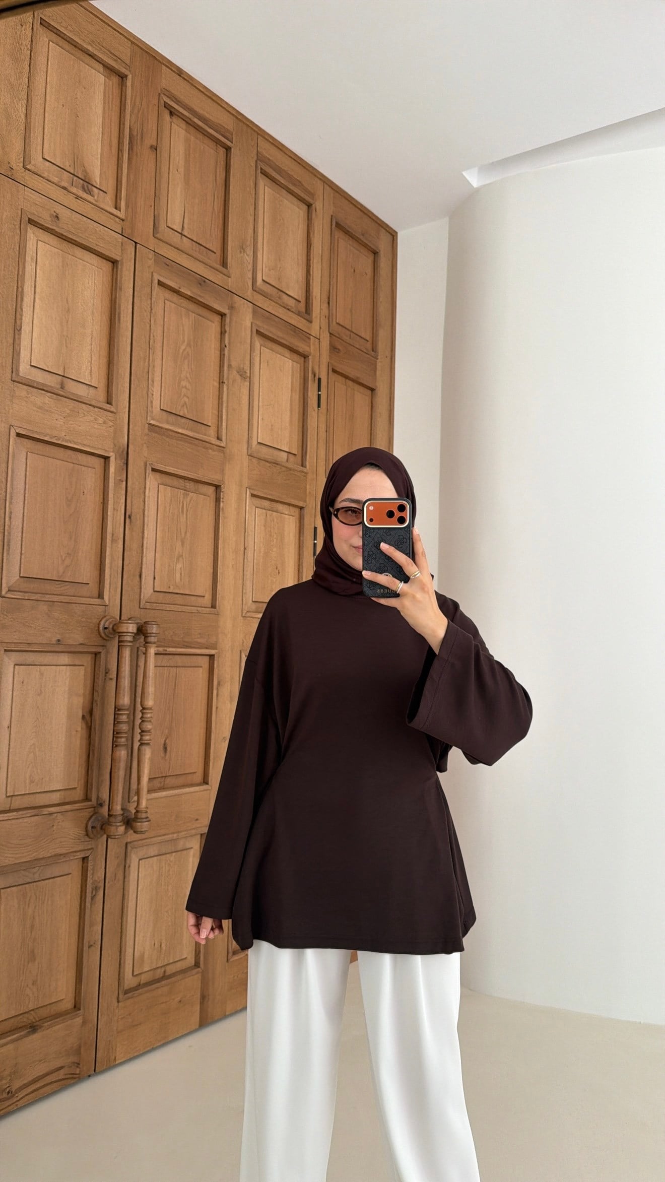 Alin Bağlamalı Tunik Kahve