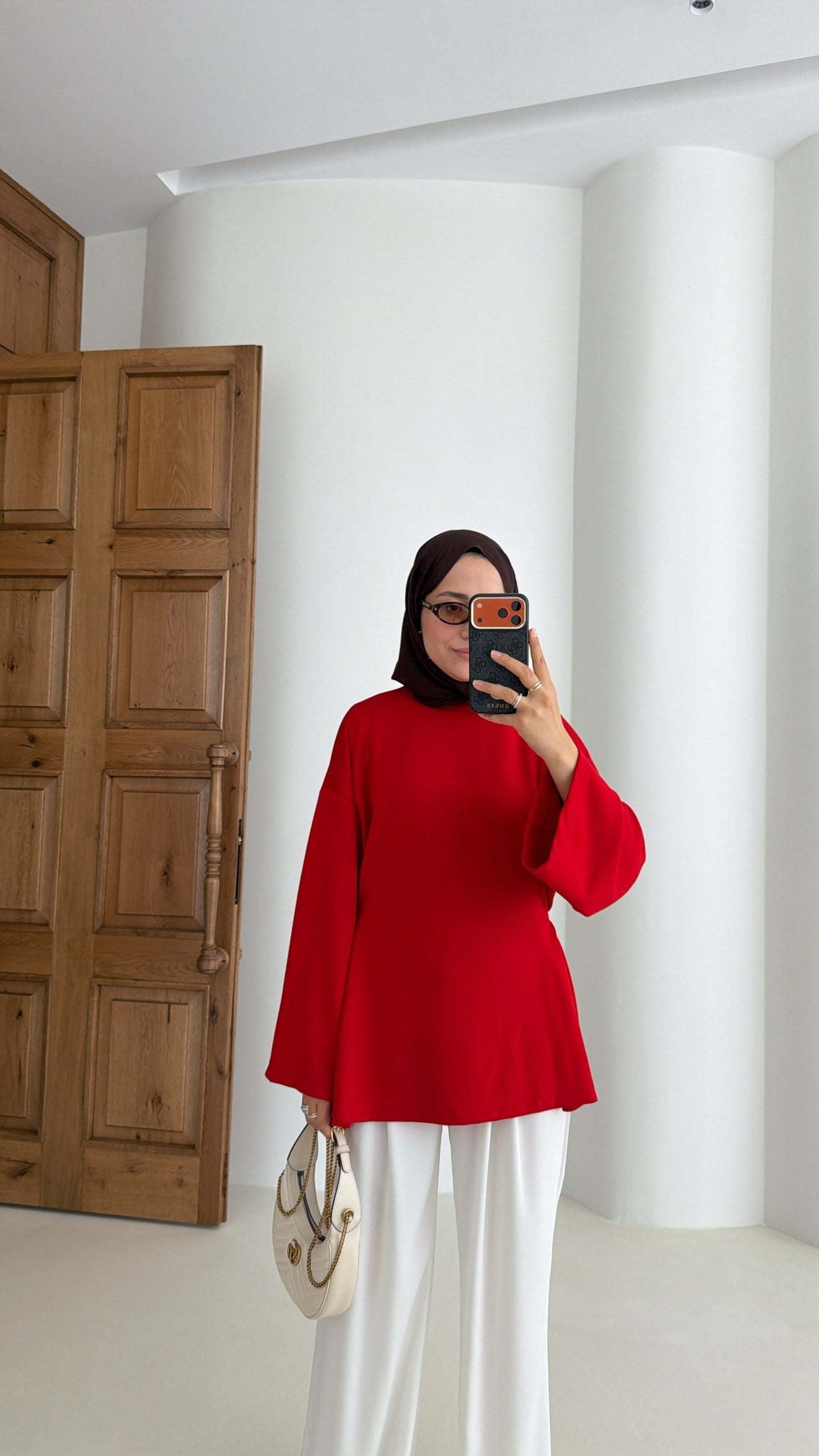 Alin Bağlamalı Tunik Kırmızı 