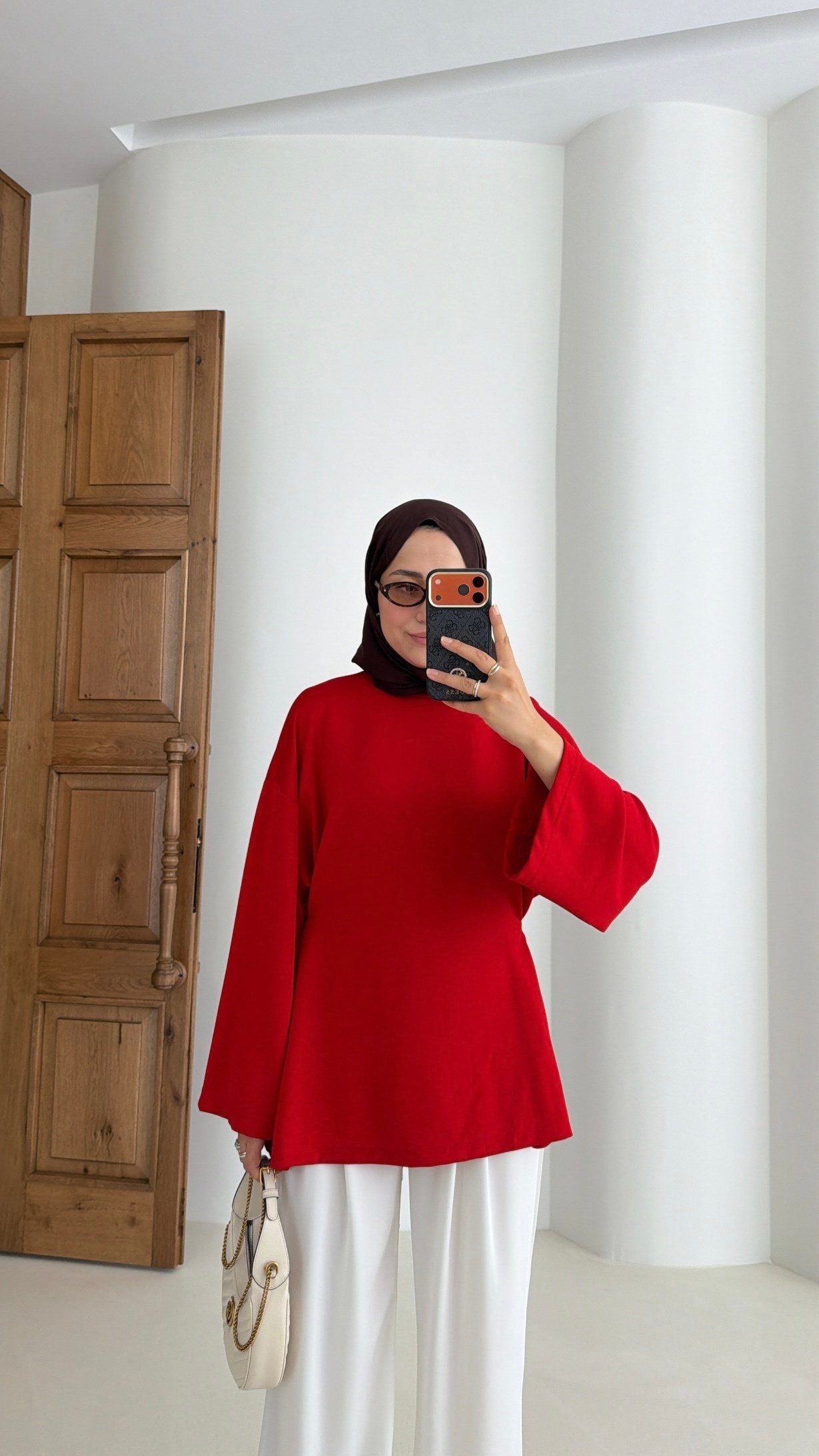 Alin Bağlamalı Tunik Kırmızı 
