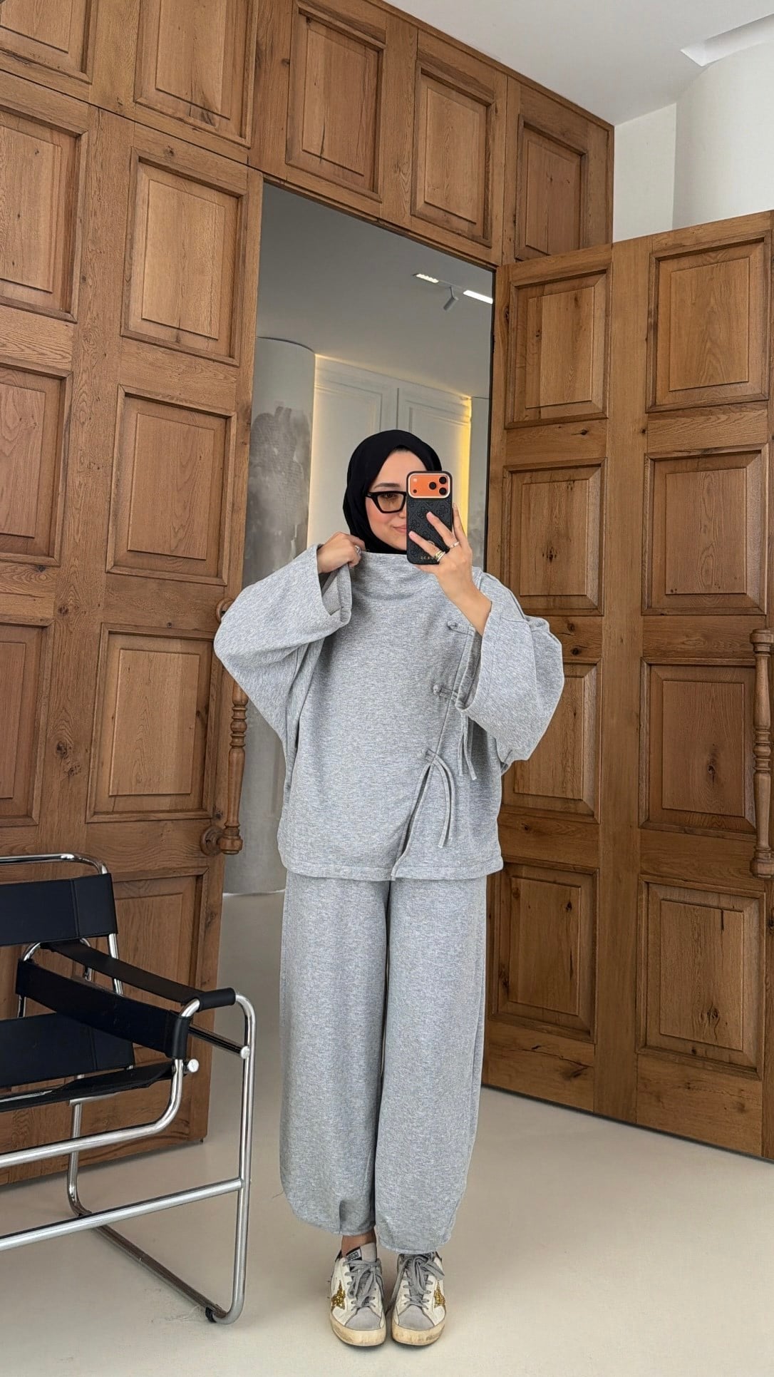 Alya Örgü Detaylı Takım Gri