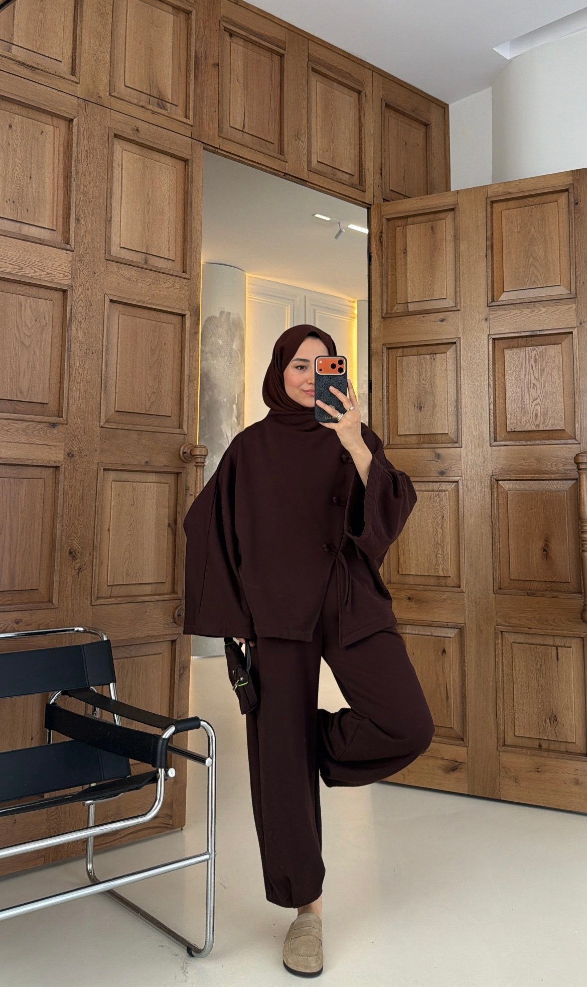 Alya Örgü Detaylı Takım Kahve 